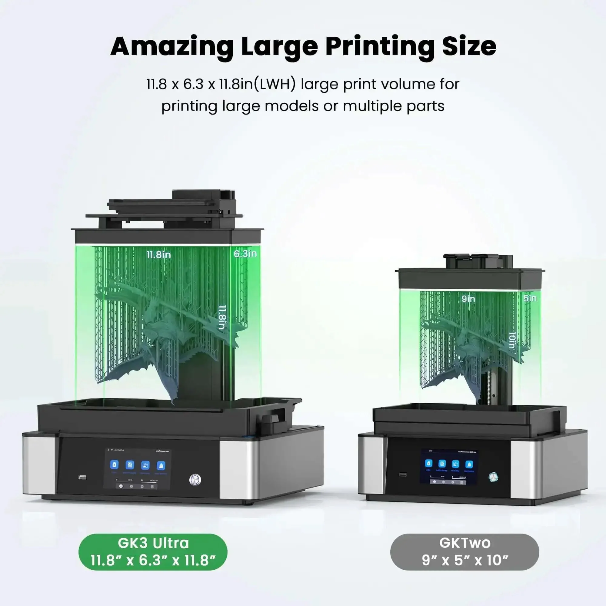 GK3 Ultra 13.5 Inch Resin 3D Printer With 16K LCD High Resolution And Beefy Build Volume 11.8 By 6.3 By 11.8 Inches Auto Resin Heating And Auto Feeding System For Pro Level 3D Printing - Image 9