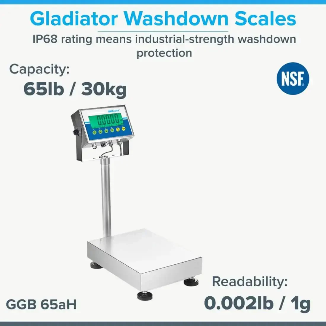 Gladiator Washdown Scale 65 Lb 30 Kg Pro Grade Balance With 0.002 Lb 1 G Readability Waterproof Easy Clean Rugged Construction Ideal For Food Prep Labs And Industrial Use - Image 6