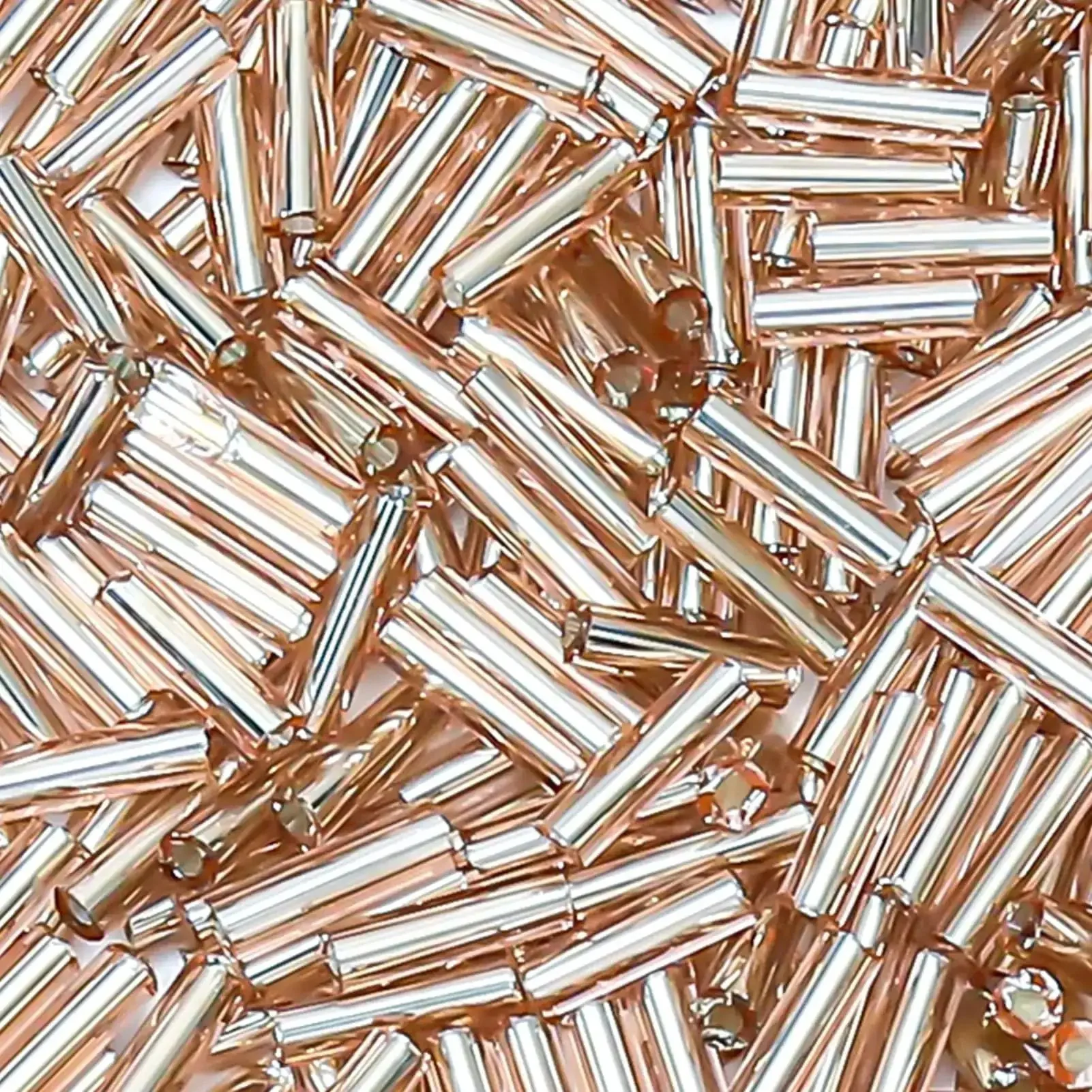 Glass Bugle Beads Bulk 4200 Pcs 2x6mm Champagne Pink Long Tube Seed Beads For Jewelry Making Sewing Crafts Bracelets Embroidery Christmas Ornaments DIY Friendly
