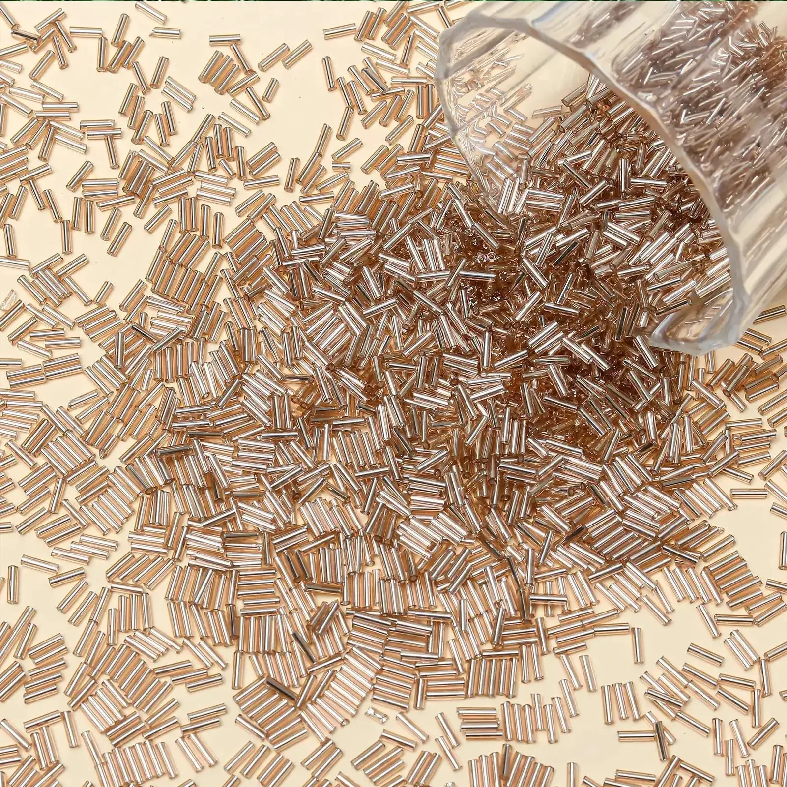 Glass Bugle Beads Bulk 4200 Pcs 2x6mm Champagne Pink Long Tube Seed Beads For Jewelry Making Sewing Crafts Bracelets Embroidery Christmas Ornaments DIY Friendly - Image 7