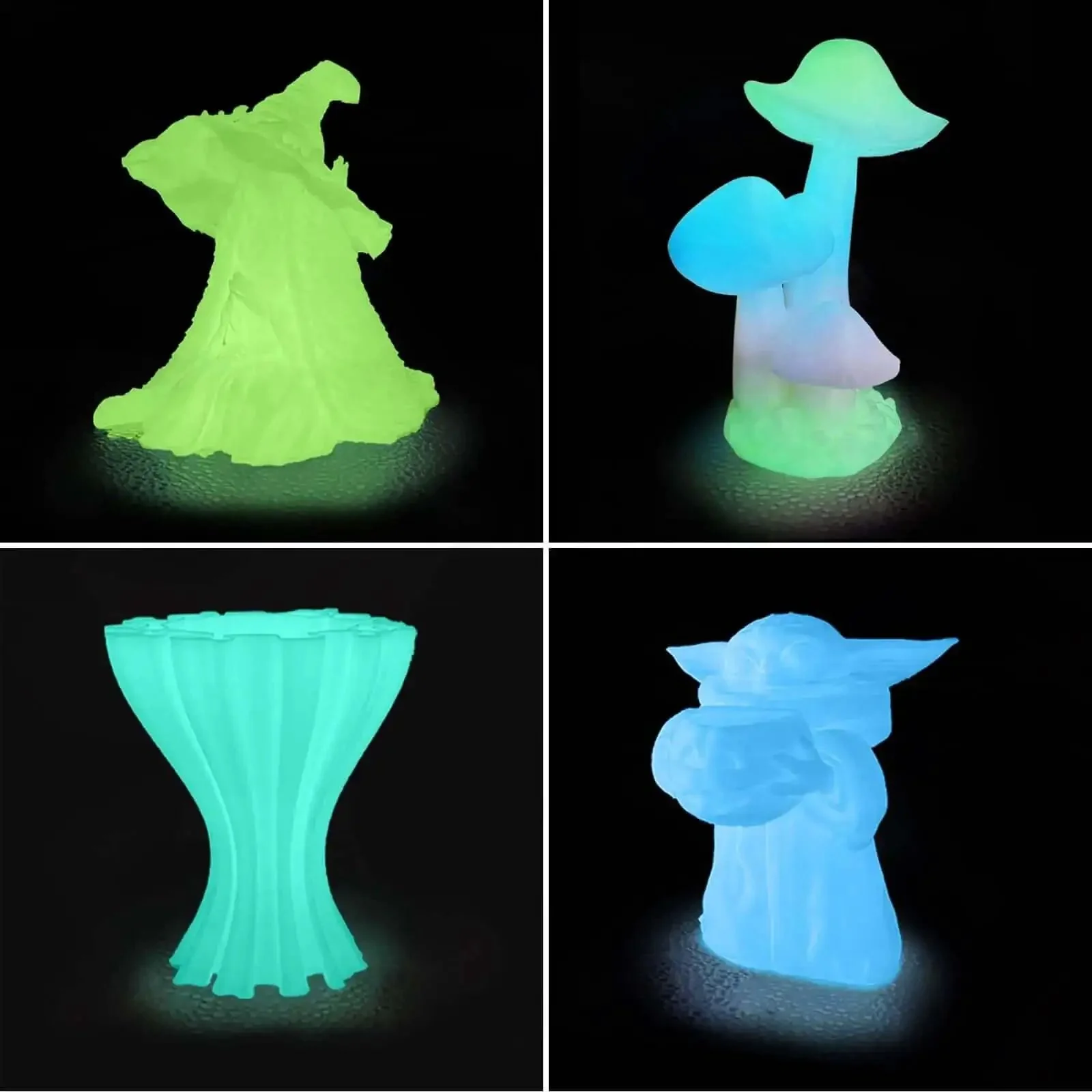 Glow In The Dark Multicolor PLA Filament Bundle 1.75mm 4 Pack 250g Each For 3D Printing In Green Blue And Teal Dimensional Accuracy About 0.03mm Night Glow Ready For DIY Makers And Creative Projects - Image 4