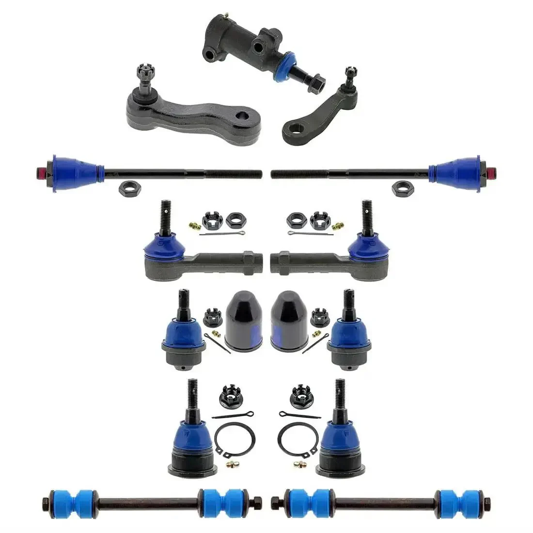 GMC Yukon XL 2500 Front Suspension Kit Replacement With Tie Rod End Ball Joint Sway Bar Link Idler Arm Bracket Pitman Arm And 3 Groove Spline For 2010 6.0L V8