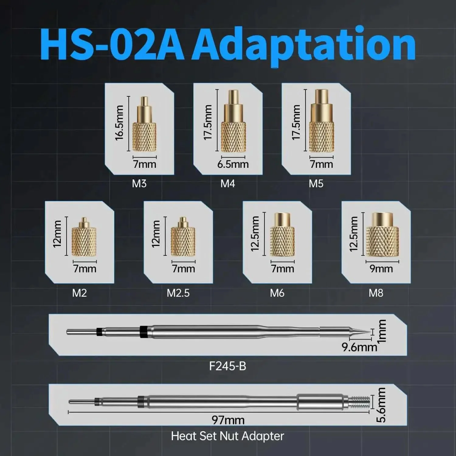 Go-To 2 In 1 Heat Set Insert Tool And Soldering Iron Kit 100W Quick Heating For 3D Printing And Electronics Repair With 3 Preset Temps Includes M2 To M8 Brass Inserts Nuts And Tips - Image 2