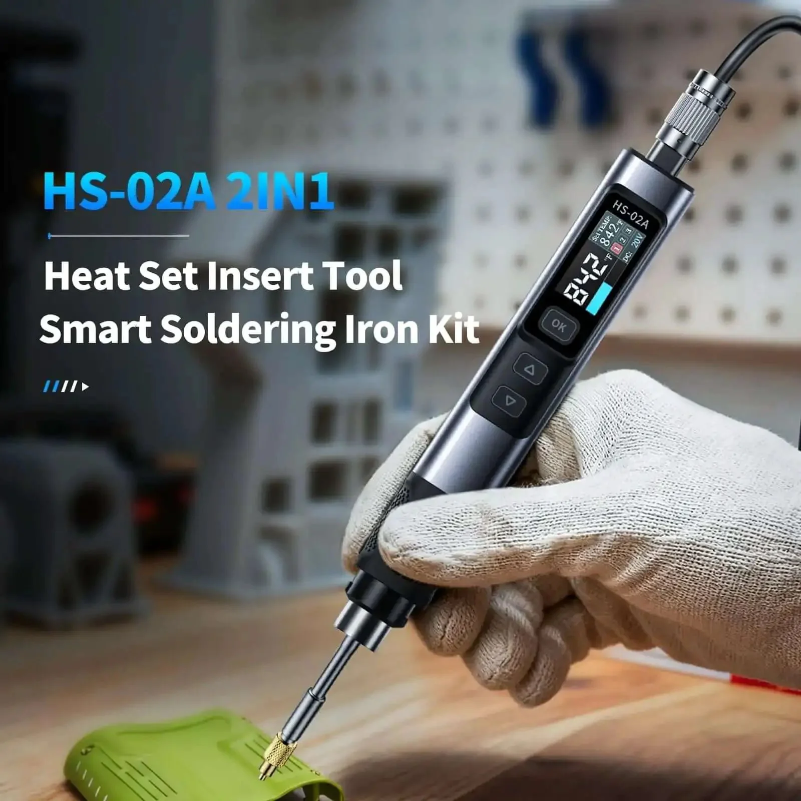 Go-To 2 In 1 Heat Set Insert Tool And Soldering Iron Kit 100W Quick Heating For 3D Printing And Electronics Repair With 3 Preset Temps Includes M2 To M8 Brass Inserts Nuts And Tips - Image 8