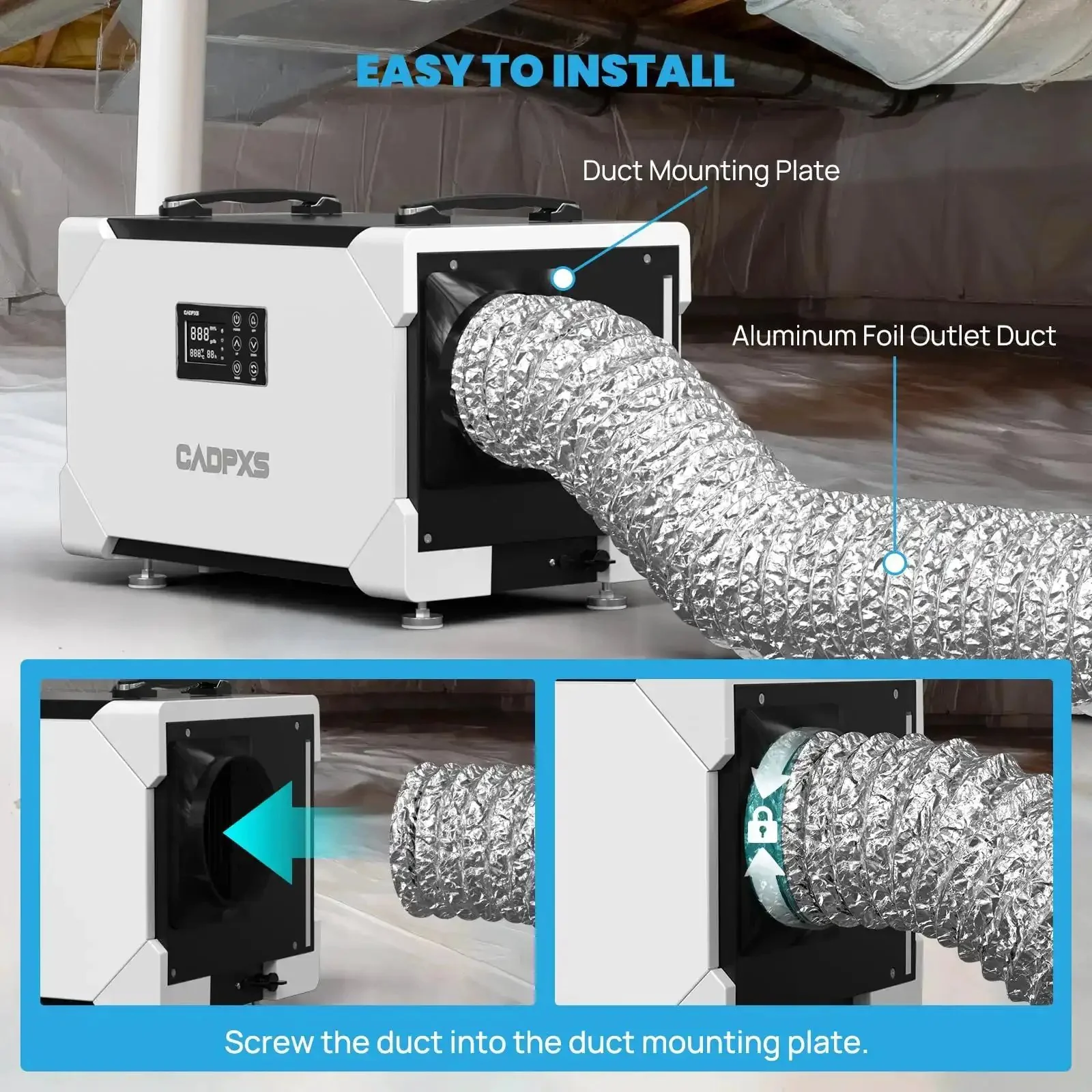 Go To 6 Inch Flexible Dehumidifier Duct Aluminum Foil Outlet For Crawlspace Ventilation And Exhaust Heavy Duty Multi Layer Protection 13.1 Feet Long Easy Air Direction Change - Image 3