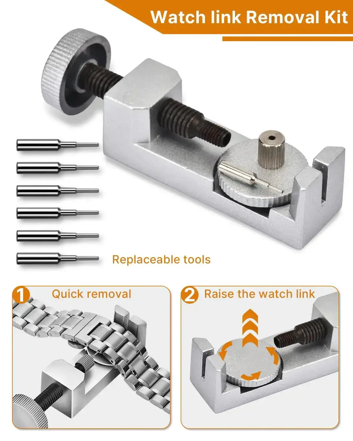 Go To All In One Watch Band Repair Kit With Link Remover And Spring Bar Tools Pro Grade Set Includes 108 Spring Bars 20 Link Pins Replacement Punches Hammer Cleaning Cloth And Easy Strap Resize For Any Size - Image 6