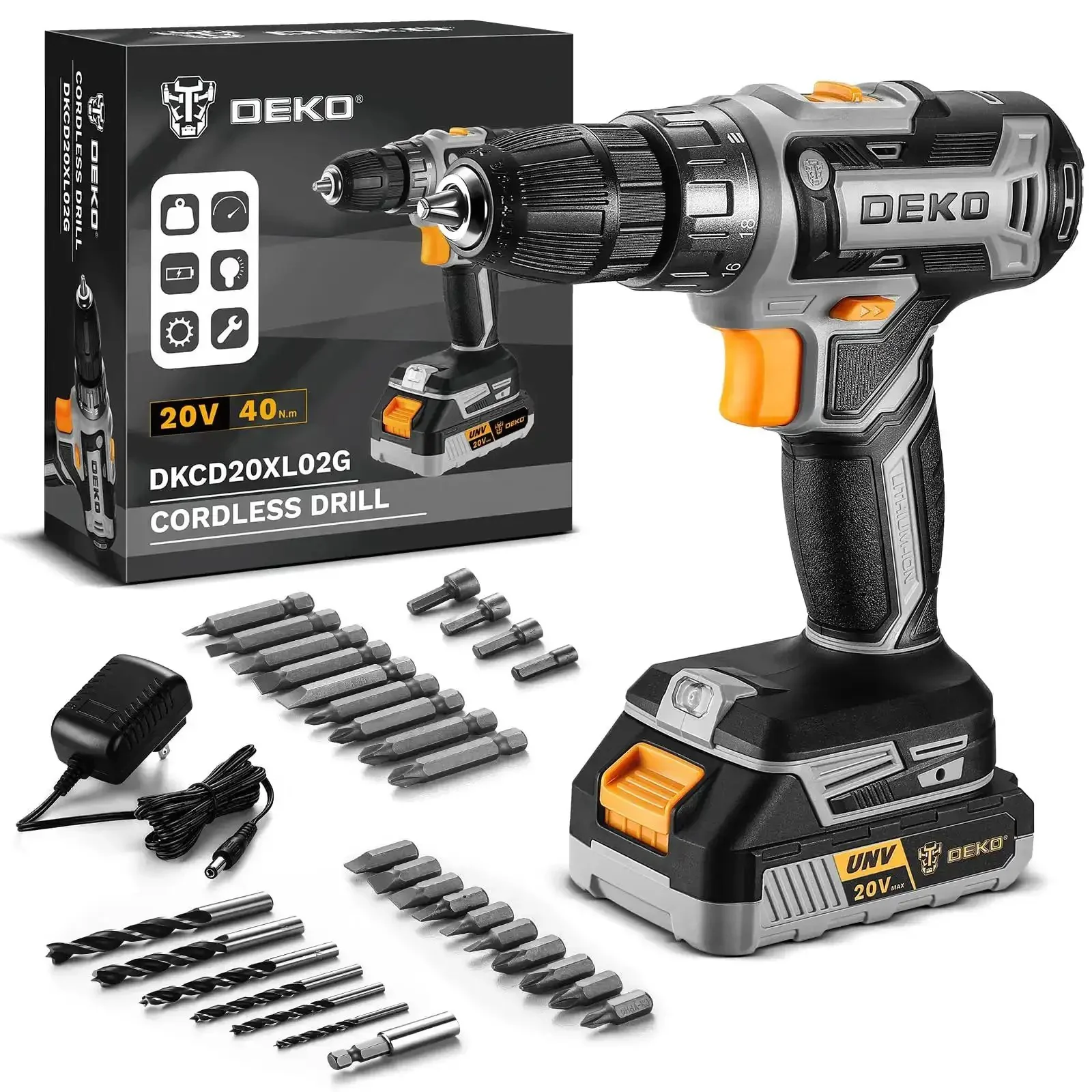 Go To Cordless Power Drill Kit for DIY Projects 20V with Battery and Charger Dual Speed 0 to 350 and 0 to 1350 RPM 18 Plus 1 Torque Settings Lightweight Electric Drill Set for Home Repairs Renovations and Quick Fixes