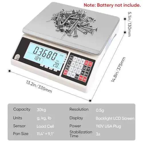 Go To High Precision 30 Kg Digital Counting Scale With 0.5 g Readout For Parts And Coins, The Go To Inventory And Piece Counting Tool, Supports g Kg Lb And Auto Backlit LCD For Quick Readings - Image 7