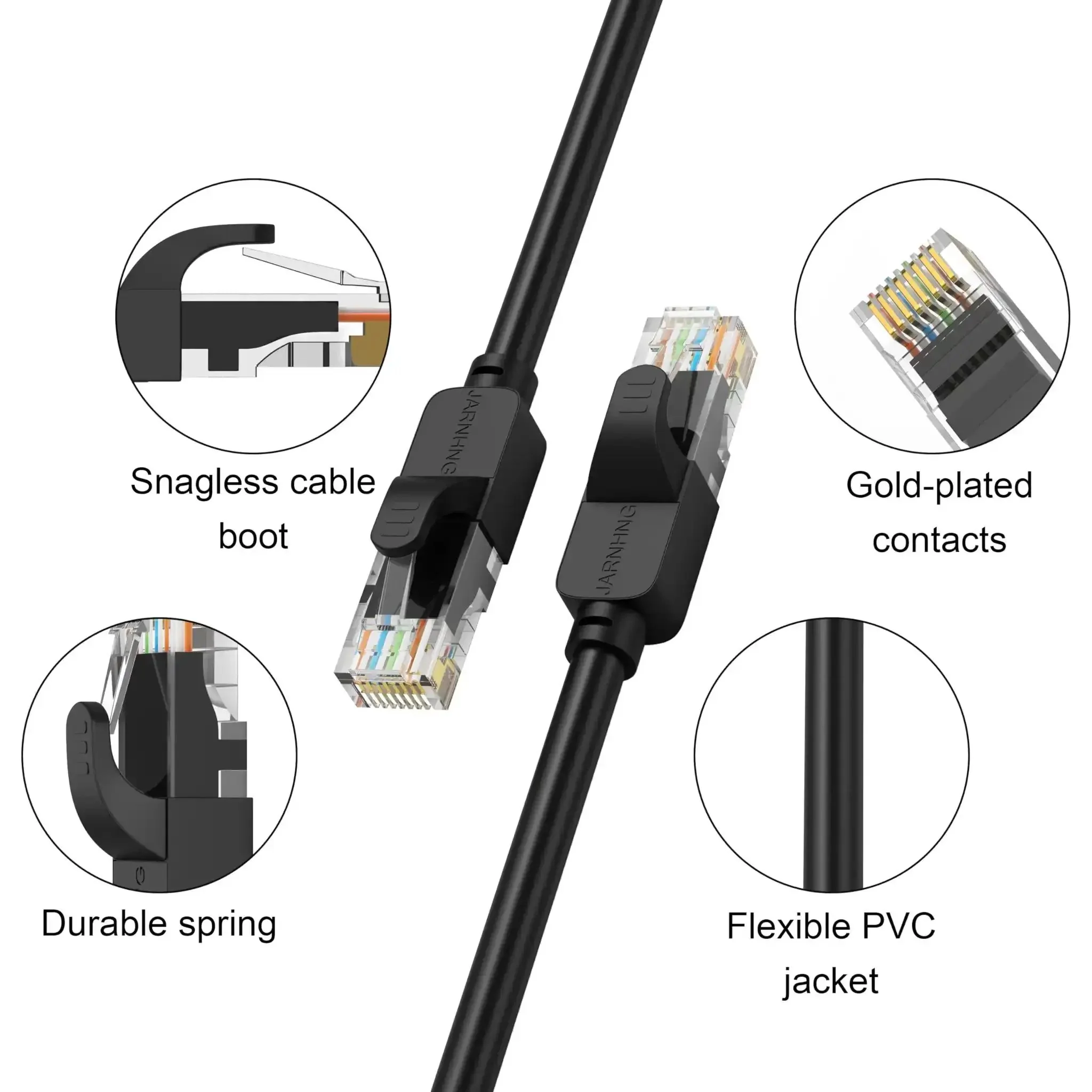 Go To High Speed Cat6 Ethernet Cable 550 MHz 10Gbps 26AWG Indoor And Outdoor UTP RJ45 Patch Cable For Home And Office Available In Lengths From 1.5ft To 1000ft Black - Image 6