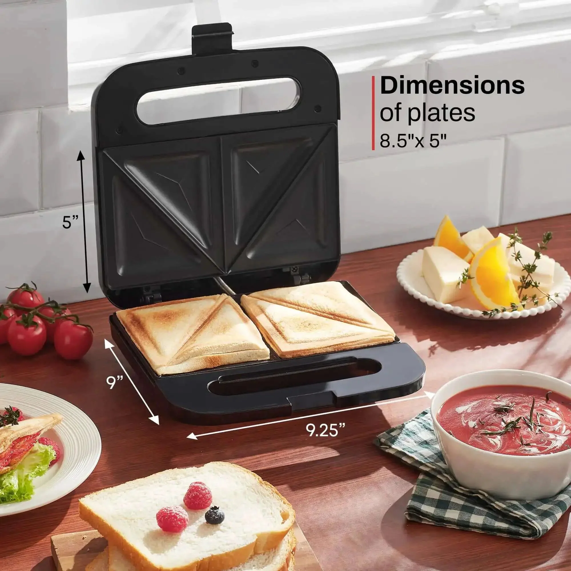 Go-To Panini Maker Grill Press For Quick Grilled Cheese And More 2 Slice, 750 Watt Stainless Steel With Nonstick Surface For Omelets, Tuna Melt And Breakfast Favorites - Image 6