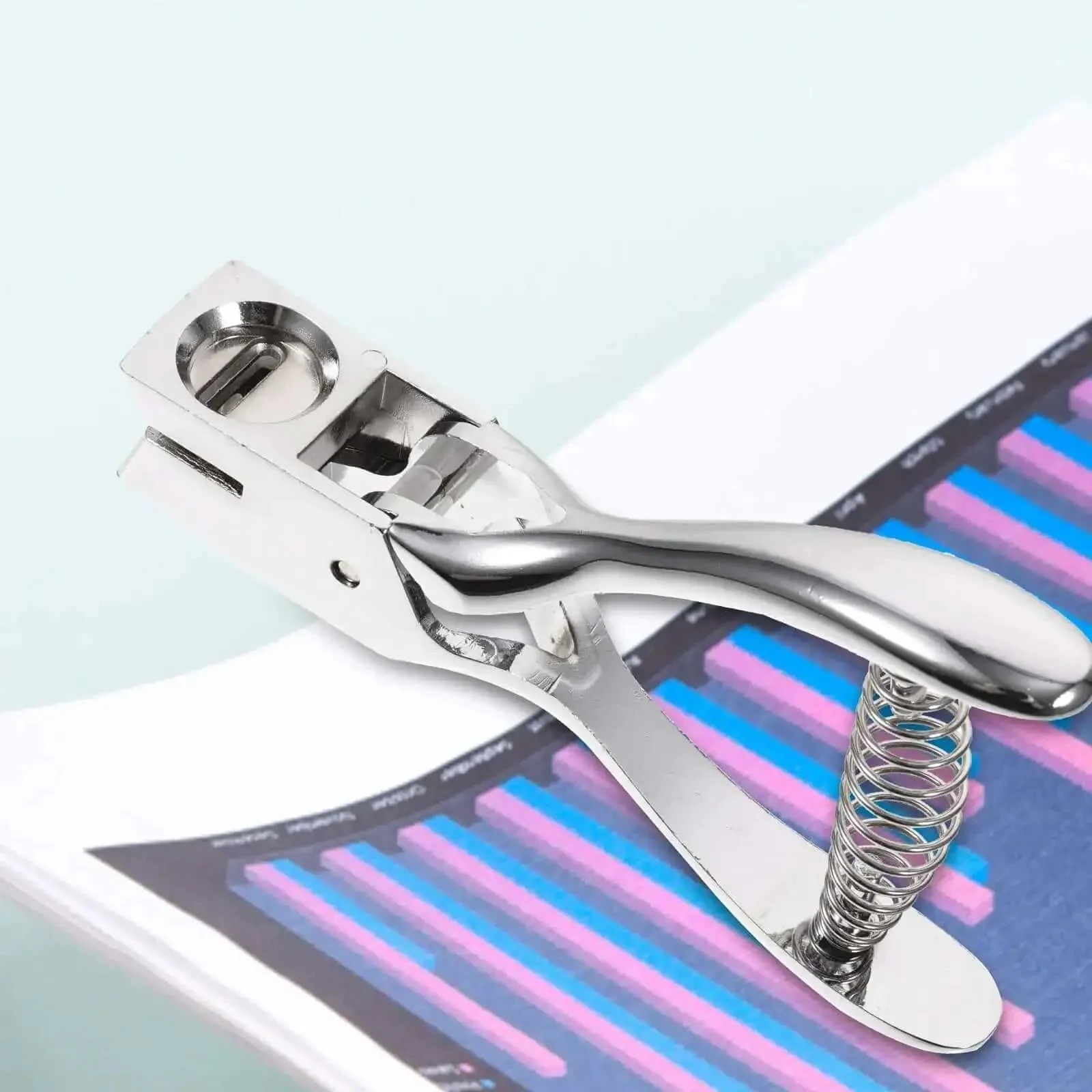 Go To Portable Manual Oval Hole Puncher For Home And Office Use Single Hole Punch With 8 Sheet Capacity In Silver Metal Perfect For IDs Photos Crafts And Scrapbooks And DIY Projects - Image 5