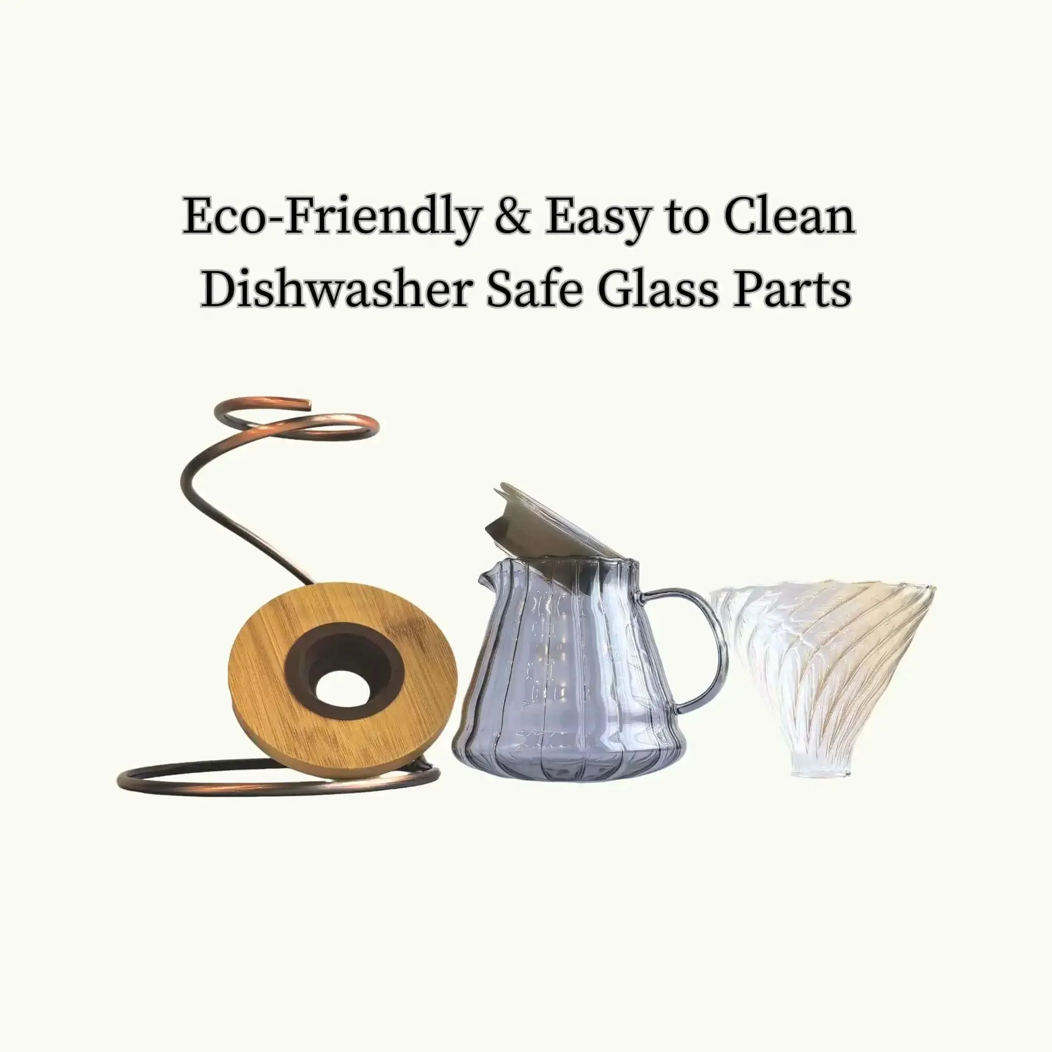 Go To Pour Over Coffee Maker Set With 20oz Borosilicate Glass Carafe Bamboo Base And Spiral Stand V Shaped Dripper 100 Paper Filters Plastic Free Manual Brewer For Home And On The Go Brewing - Image 6