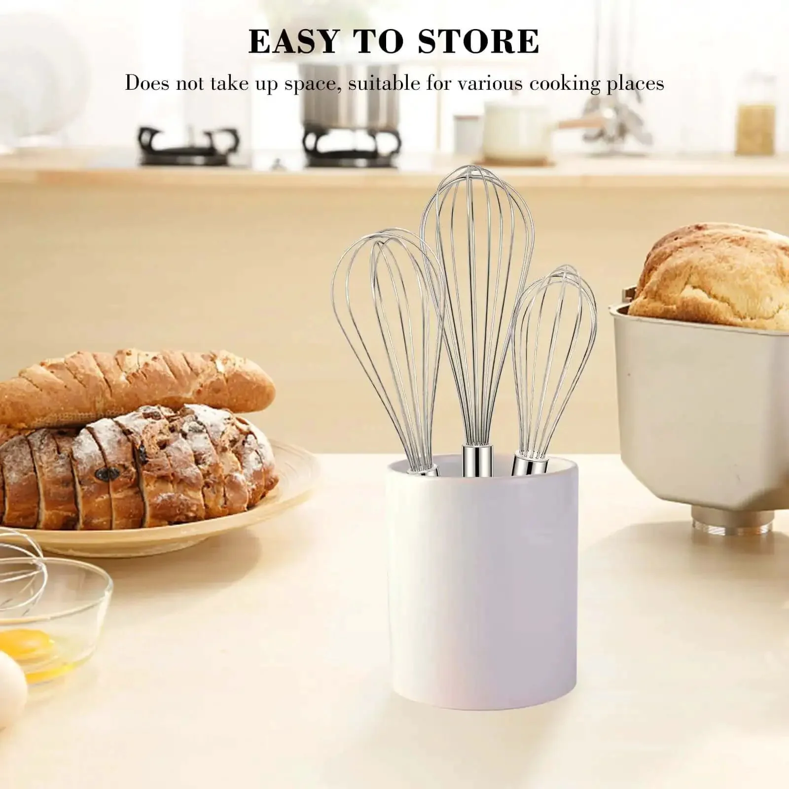 Go-To Stainless Steel Balloon Whisk Set In 8 Inch, 10 Inch, And 12 Inch Sizes - Durable Wire Whisks For Cooking, Whisking, Beating, Blending, And Stirring - Rust-Resistant Kitchen Tools, 3 Pack - Image 4