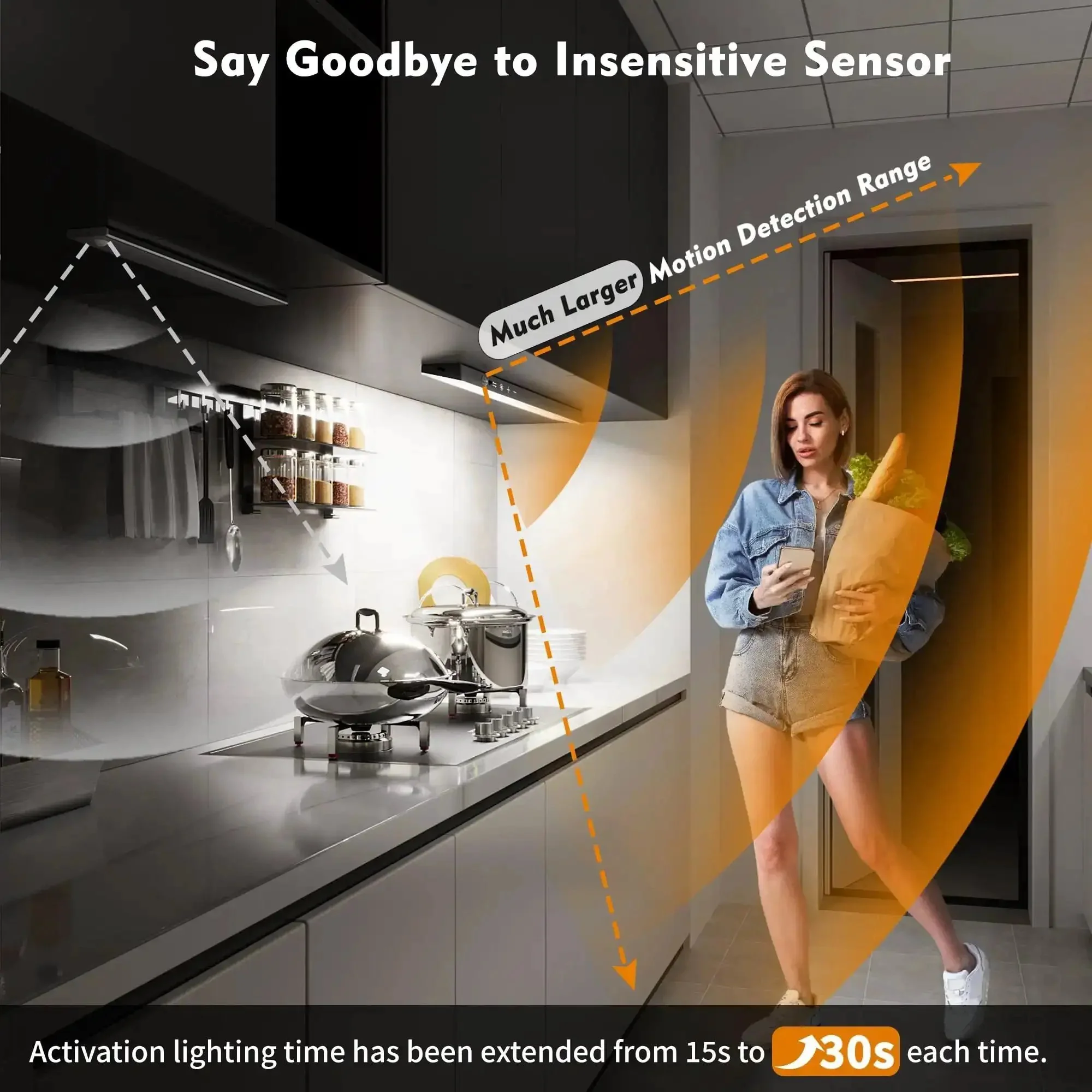 Go-To Under Cabinet Lighting Kit With Touch Control And Motion Sensor, Ultra Bright 160LED, 4000mAh Battery, Magnetic Rechargeable, Dimmable 3 CCT, Remote Included, Perfect For Kitchen And Closets, 3 Pack - Image 3