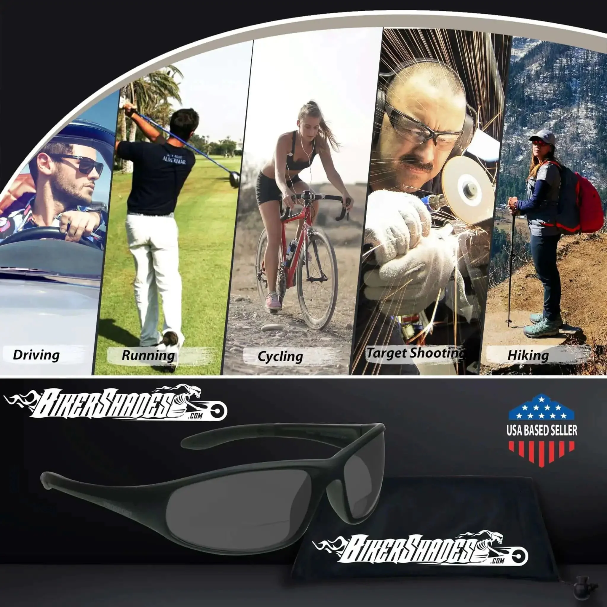 Go-To Wraparound Bifocal Safety Sunglasses For Cycling, Driving, Golf, And Outdoor Work, Reader Glasses With 2.00 Diopter, ANSI Z87.1 Impact Resistant Polycarbonate Lenses In Black Frame, Sharp Vision And Eye Protection On The Go - Image 3