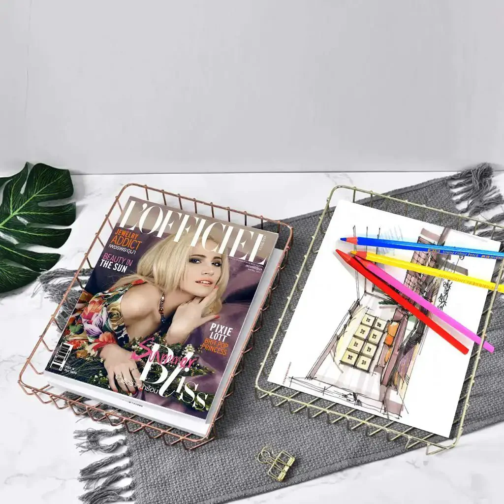 Gold Desk Paper Organizer Tray With Big Capacity For Letters, Mail, Files And Magazines Metal Letter Tray File Holder For Office Or Classroom Desktop 12.5 X 9.4 X 1.9 Inches - Image 4