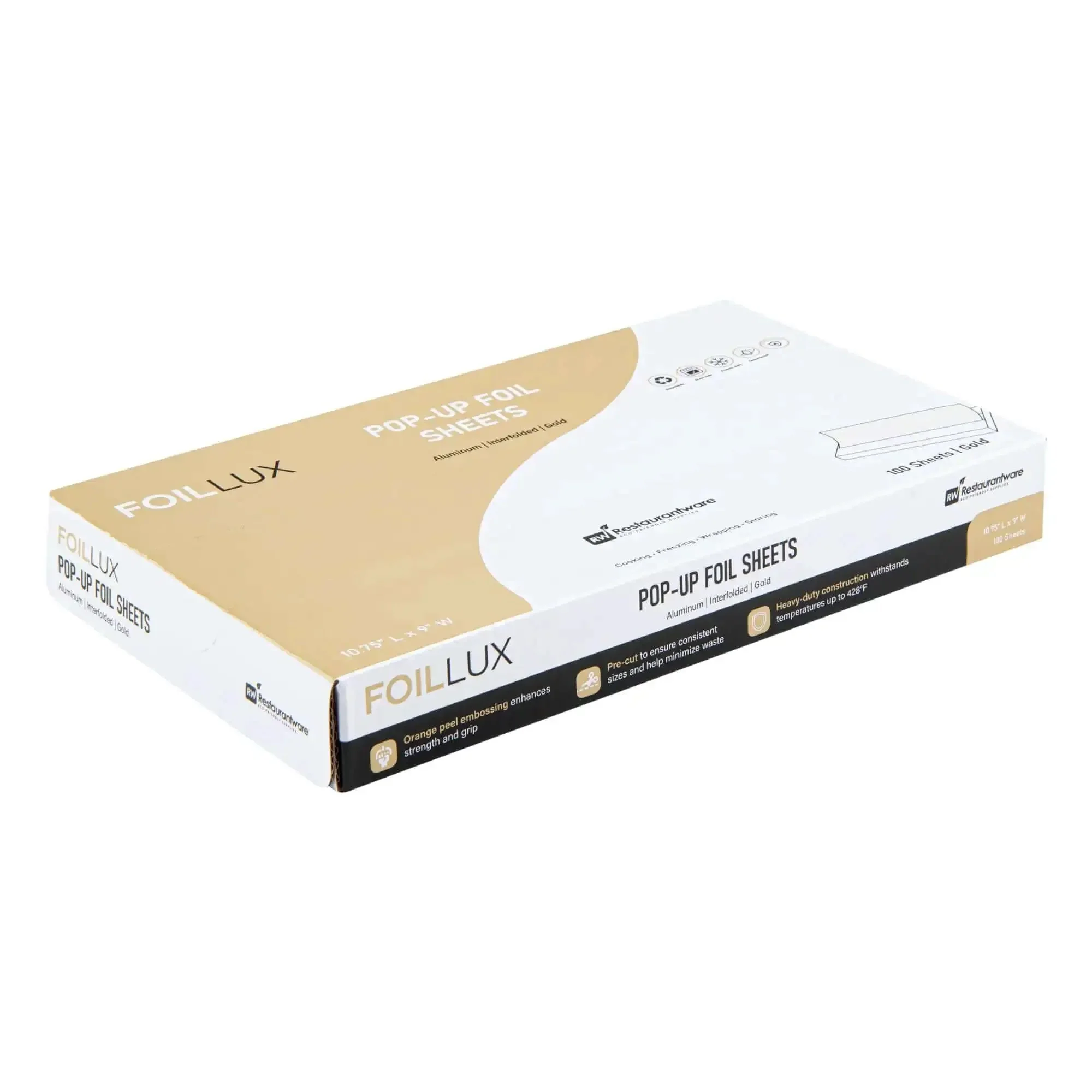 Gold Embossed Pop-Up Foil Sheets 10.8 X 9 Inch Interfolded Greaseproof and Freezable Oven Ready Aluminum Foil Papers for Fast Service Keeps Burgers and Sandwiches Warm on the Go - Image 12