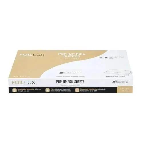 Gold Embossed Pop-Up Foil Sheets 10.8 X 9 Inch Interfolded Greaseproof and Freezable Oven Ready Aluminum Foil Papers for Fast Service Keeps Burgers and Sandwiches Warm on the Go - Image 3