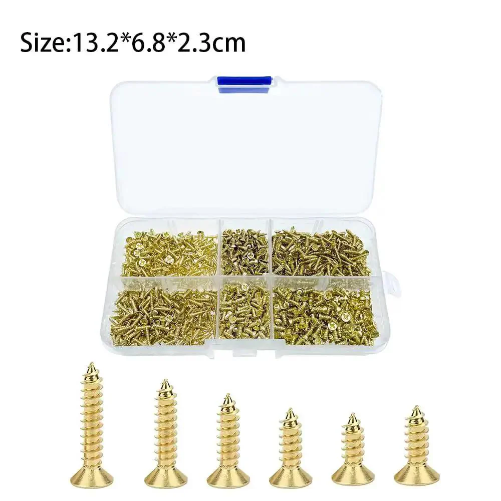 Gold Finish Self Tapping Screws Bulk Pack 1200Pcs Countersunk M2 M2.5 M3 For Wood Plastic Soft Metal Ideal For DIYers Micro Woodworking Tiny Boxes And Lightweight Furniture Builds - Image 5