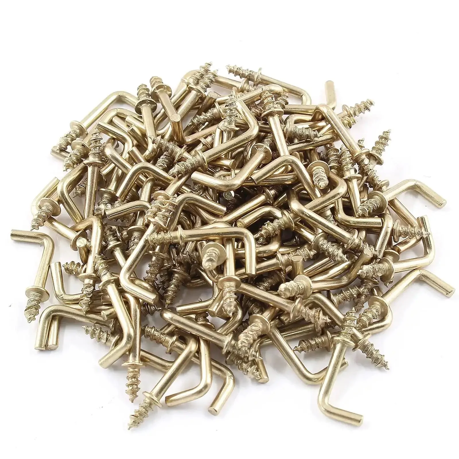 Gold L Shaped Screw Hooks Half Inch Self Tapping Right Angle Square Bend 7 Shape Hook Pack 150 Piece For Wood 12mm Size 90 Degree Hanging Hooks For Light Duty Hangers - Image 3