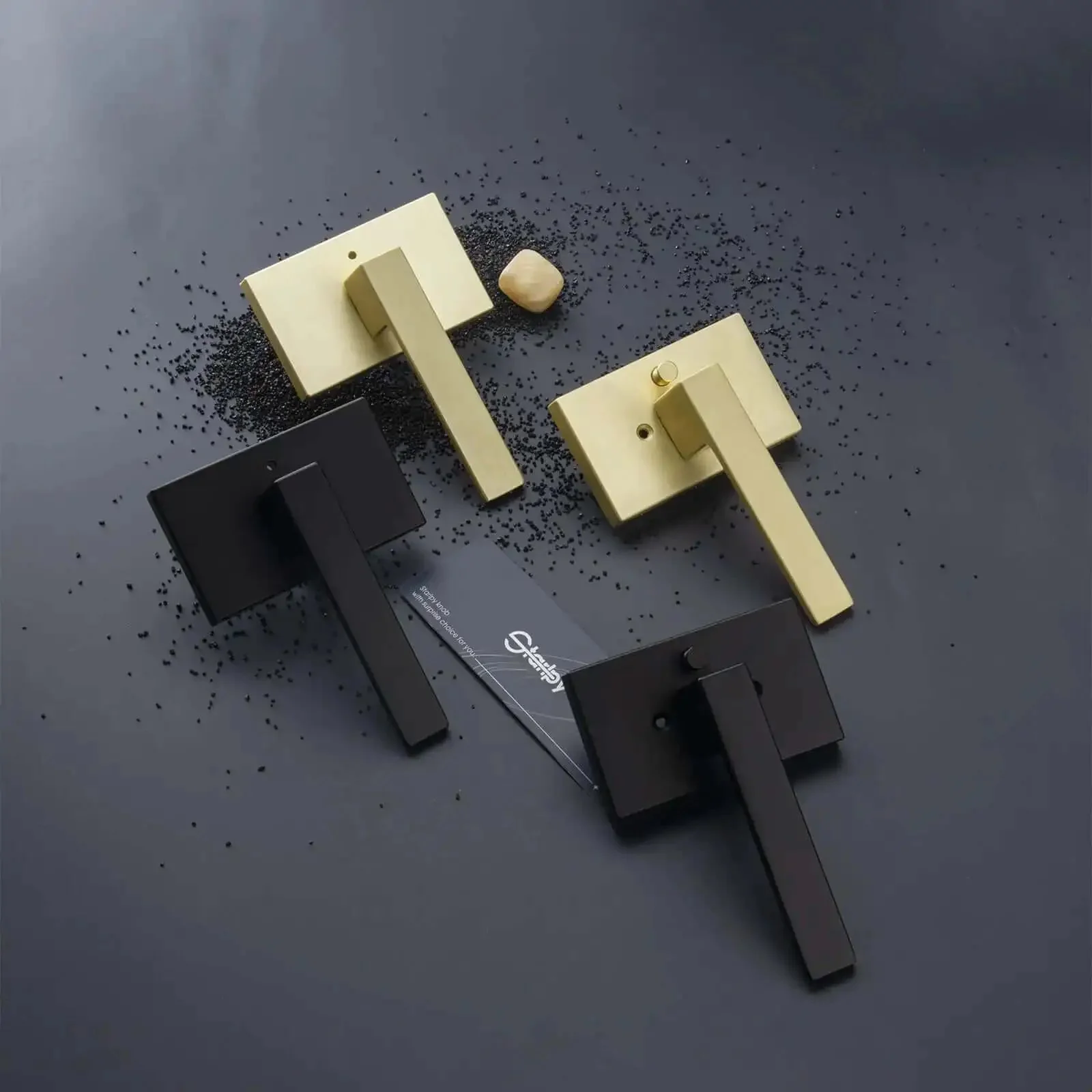 Gold Satin Brass Privacy Door Lever For Interior Bathroom With Silent Mechanism And Push Button Lock Exterior Lever Included Built To Last Heavy Duty Door Handle With Sturdy Zinc Alloy Rosette And Smooth Operation - Image 2