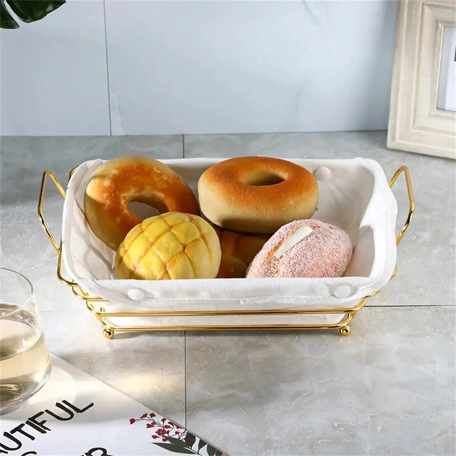 Gold Wire Serving Basket For Fruit And Bread, Your Go-To Cast Iron Countertop Tray For Snacks And Party Decor, Durable Kitchen Organizer For Fruits, Veggies, Breads, Eggs, Candies, Towels - Image 5