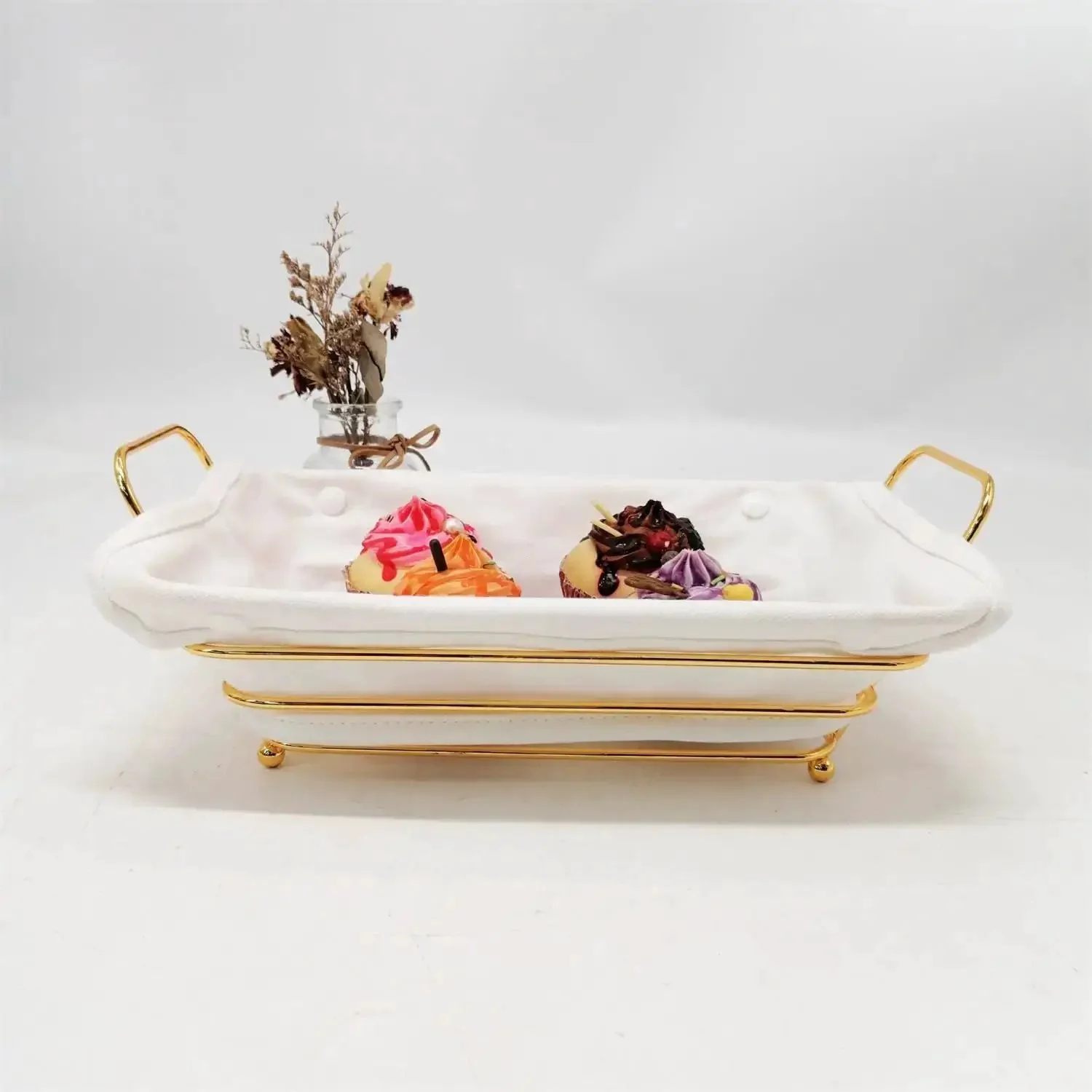 Gold Wire Serving Basket For Fruit And Bread, Your Go-To Cast Iron Countertop Tray For Snacks And Party Decor, Durable Kitchen Organizer For Fruits, Veggies, Breads, Eggs, Candies, Towels - Image 6