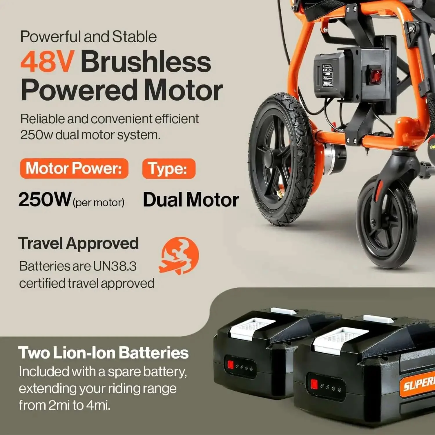 GoRide 2 Electric Wheelchair Lightweight 42 Lb Foldable With Dual Brushless Motors Zero Turn Electromagnetic Brake Portable Mobility Up To 300 Lb Capacity 18.5 Inch Wide Seat Cushioned Comfort Travel Ready - Image 6