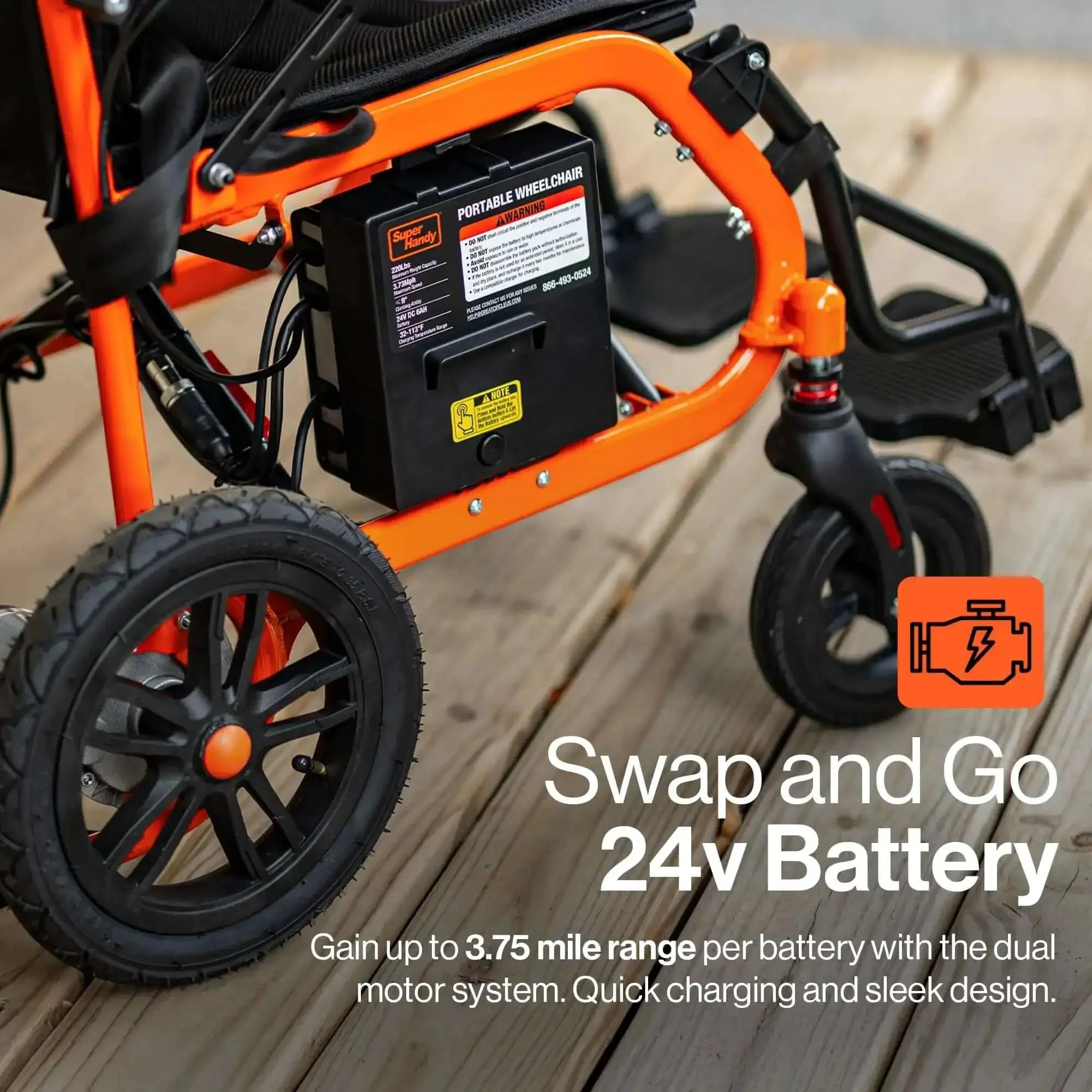 GoRide Series Lightweight Foldable Electric Wheelchair With Dual 250W Brushless Motors Zero Turn Maneuverability Electromagnetic Brake Ultra Portable Grab And Go 39 Lb Frame Travel Ready 220 Lb Weight Capacity - Image 3