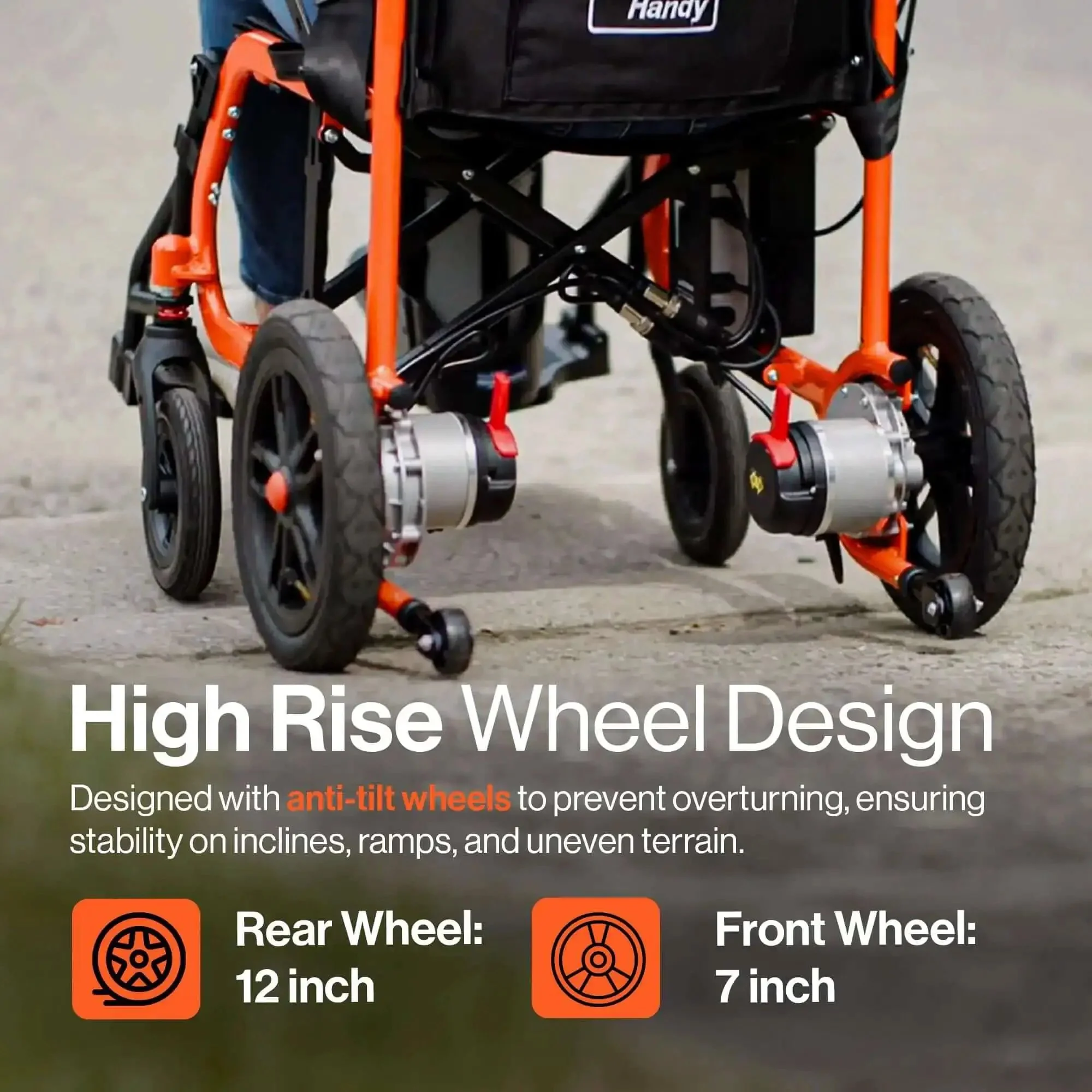 GoRide Series Lightweight Foldable Electric Wheelchair With Dual 250W Brushless Motors Zero Turn Maneuverability Electromagnetic Brake Ultra Portable Grab And Go 39 Lb Frame Travel Ready 220 Lb Weight Capacity - Image 4
