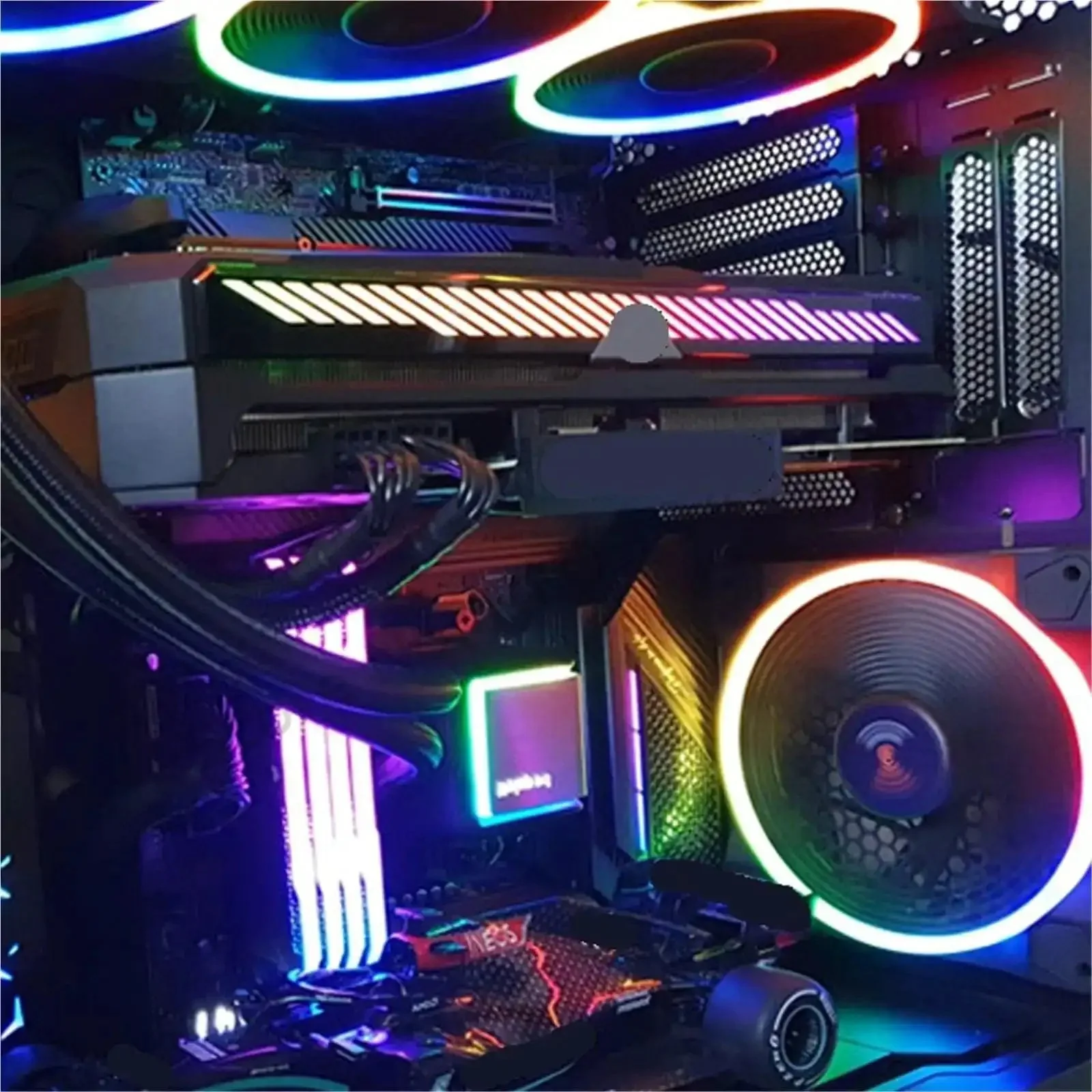 Gpu Side Panel RGB Lightboard Backplate For Computer Case With 5V 3Pin ARGB Aura Sync Compatible RTX Graphics Card LED Backplate Easy Adhesive Install Motherboard Friendly Customizable Gaming Rig Lighting Showy PC Builds - Image 2