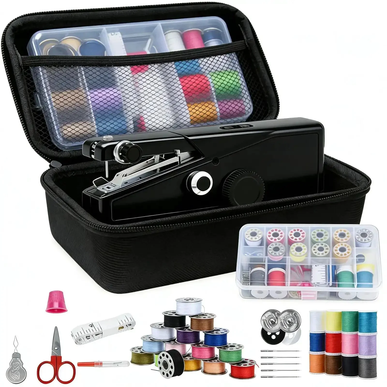 Grab And Go Cordless Handheld Sewing Machine For Beginners And Adults, Ultra Portable Mini DIY Sewing Kit With One Speed Electric Stitching, Easy To Use For Home Or Travel Mending, Includes Accessories, Black