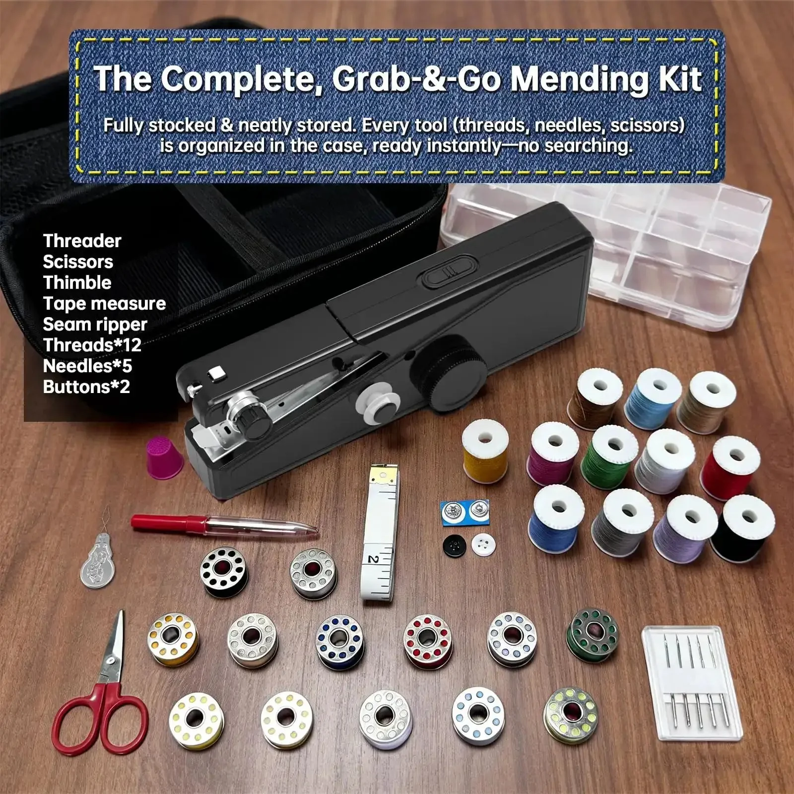 Grab And Go Cordless Handheld Sewing Machine For Beginners And Adults, Ultra Portable Mini DIY Sewing Kit With One Speed Electric Stitching, Easy To Use For Home Or Travel Mending, Includes Accessories, Black - Image 4