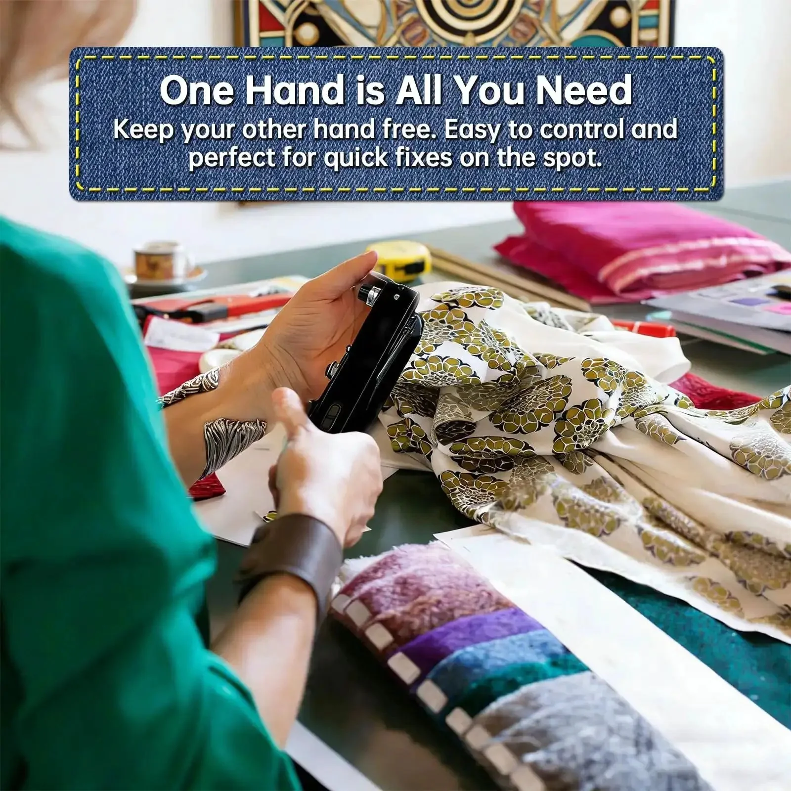 Grab And Go Cordless Handheld Sewing Machine For Beginners And Adults, Ultra Portable Mini DIY Sewing Kit With One Speed Electric Stitching, Easy To Use For Home Or Travel Mending, Includes Accessories, Black - Image 5