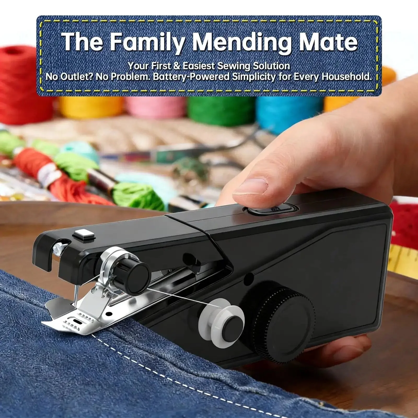 Grab And Go Cordless Handheld Sewing Machine For Beginners And Adults, Ultra Portable Mini DIY Sewing Kit With One Speed Electric Stitching, Easy To Use For Home Or Travel Mending, Includes Accessories, Black - Image 7
