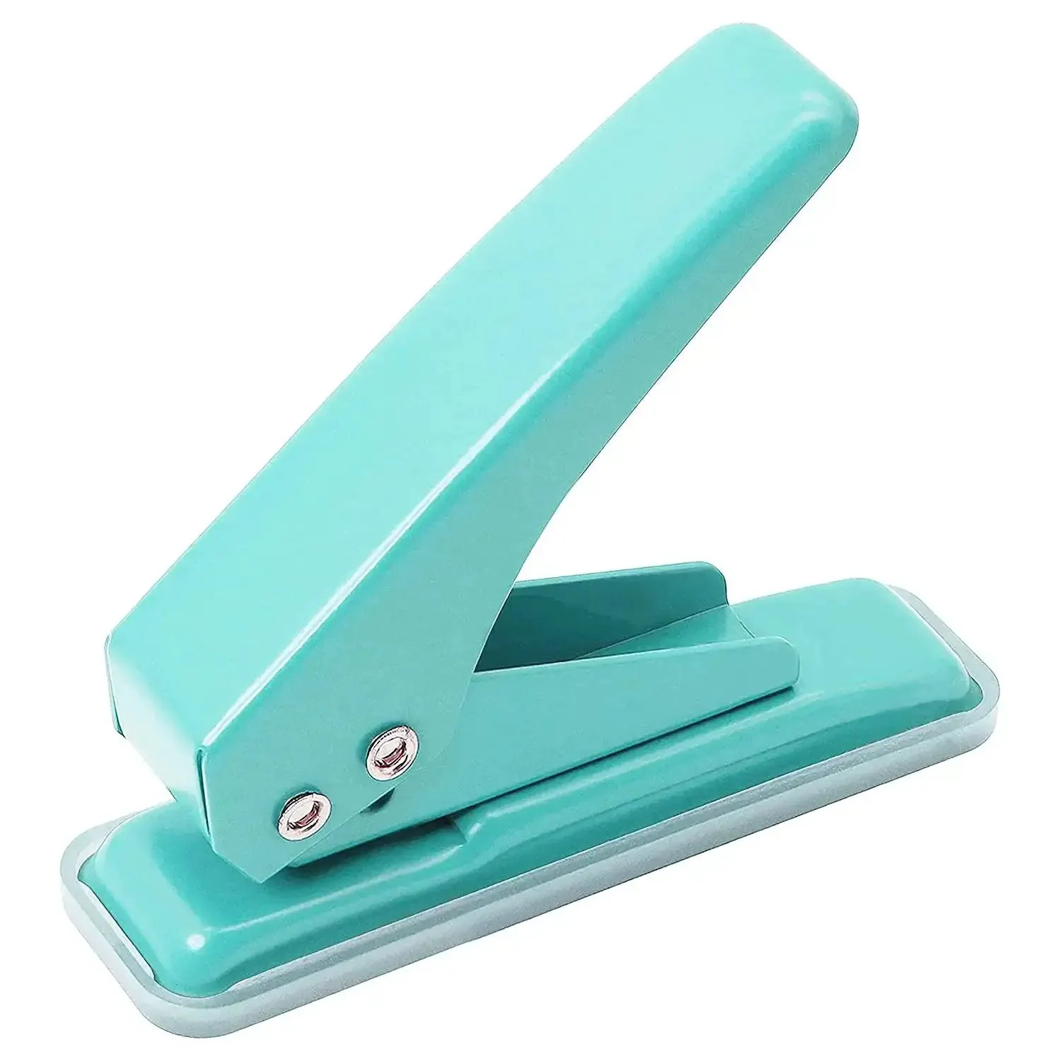Grab And Go Handheld One Quarter Inch Hole Punch For Up To Twenty Sheets, Metal Hole Puncher With Skid Resistant Base For Paper Chipboard And Art Projects, Green