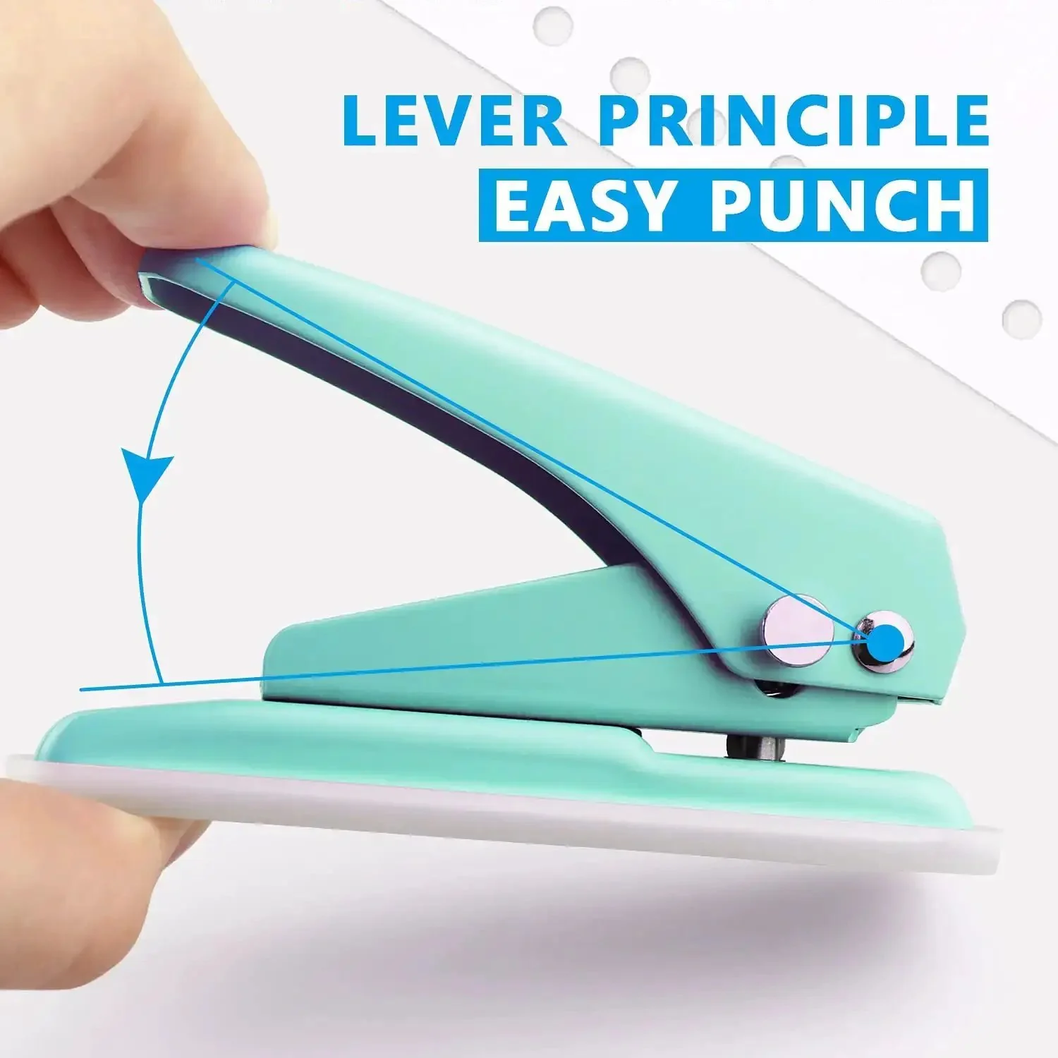 Grab And Go Handheld One Quarter Inch Hole Punch For Up To Twenty Sheets, Metal Hole Puncher With Skid Resistant Base For Paper Chipboard And Art Projects, Green - Image 6