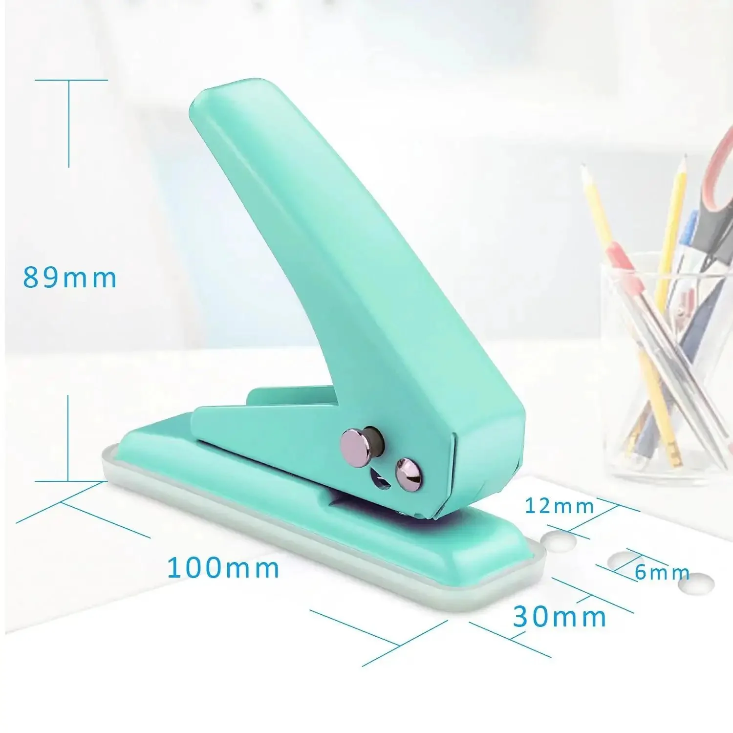 Grab And Go Handheld One Quarter Inch Hole Punch For Up To Twenty Sheets, Metal Hole Puncher With Skid Resistant Base For Paper Chipboard And Art Projects, Green - Image 7