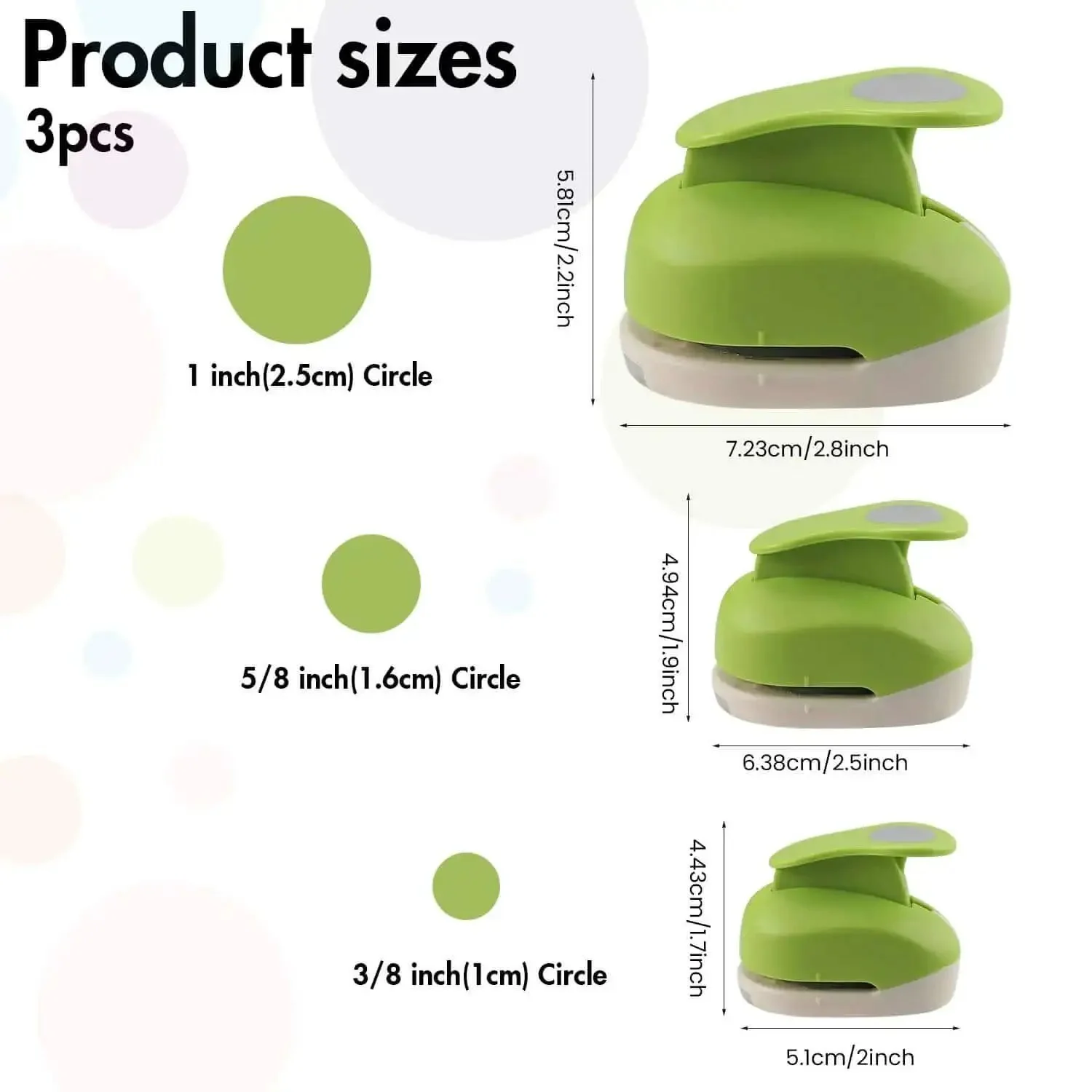 Grab And Go Three Size Circle Hole Punch Set For Scrapbooking And Card Making With One Inch Five Eighths Inch And Three Eighths Inch Circle Punches For DIY Photo Albums Gift Tags And Confetti Craft Projects - Image 6