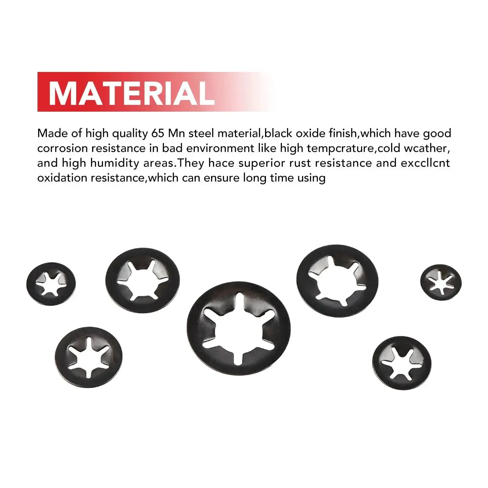 Grab N Go 350Pcs Internal Tooth Star Lock Washers And Push Nuts Kit In Black With M3 To M12 Sizes, 65Mn Steel Construction For Corrosion Resistance, A Handy DIY Auto And Machinery Workhorse For Any Job - Image 3