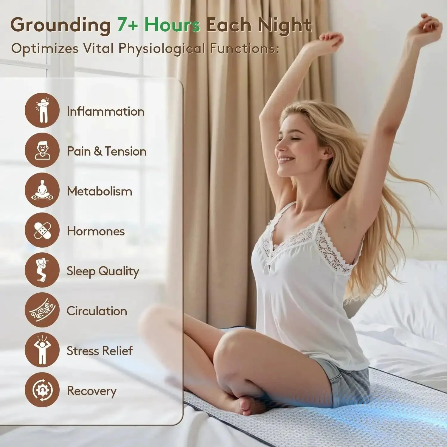 Graphene Grounding Mat For King Bed, Conductive Sleep Pad For Deep Sleep, Stress Relief, And More Energy, Indoor Earth Therapy To Balance Nervous System, Wellness Gift Kit For Women, Easy Grounding At Night - Image 6