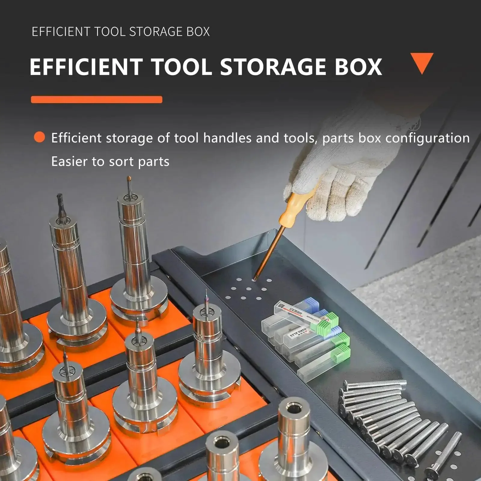 Gray CNC Tool Storage Cart With CAT50 CAT40 Compatibility, Movable Wheeled Tool Manager For Machining Center, Heavy Duty Cold Rolled Steel Frame, 500 Kg Load Capacity, ABS Industrial Grade Components - Image 3