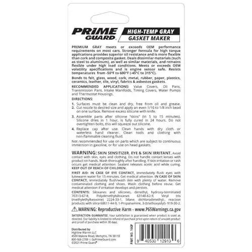 Gray High Temp Gasket Maker For Automotive Seals, Sensor Safe And Noncorrosive, Oil Resistant With Flexible Rubberlike Seal, Outperforms Cork And Silicone, 3.35 Oz Tube - Image 2