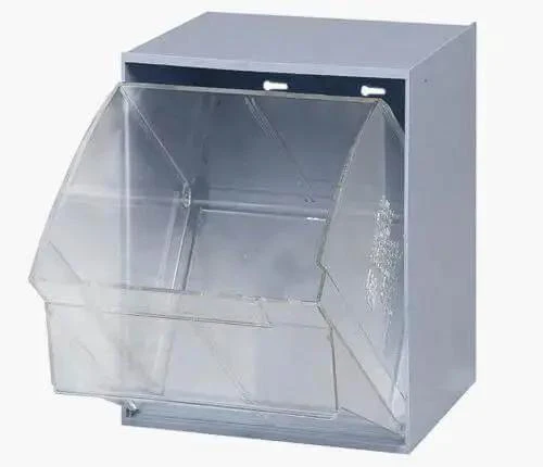 Gray Tip Out Cabinet Organizer With One Drawer For Small Parts, Space Saving Storage With Clear Tip Out Bins, Durable Injection Molded Plastic Construction, 14 Inch High By 12 Inch Wide By 12 Inch Deep