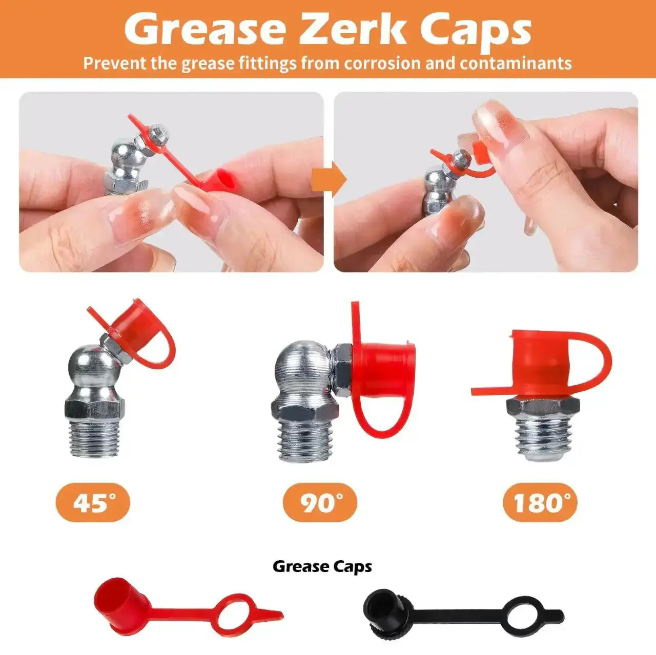Grease Fittings Assortment Set With SAE And Metric Zerk Fittings 150 Pieces Straight 45 Degree And 90 Degree Fittings Quarter Inch And Eighth Inch M6 M8 M10 Sizes With Fitting Caps For Grease Gun Built For Heavy Duty Equipment - Image 3
