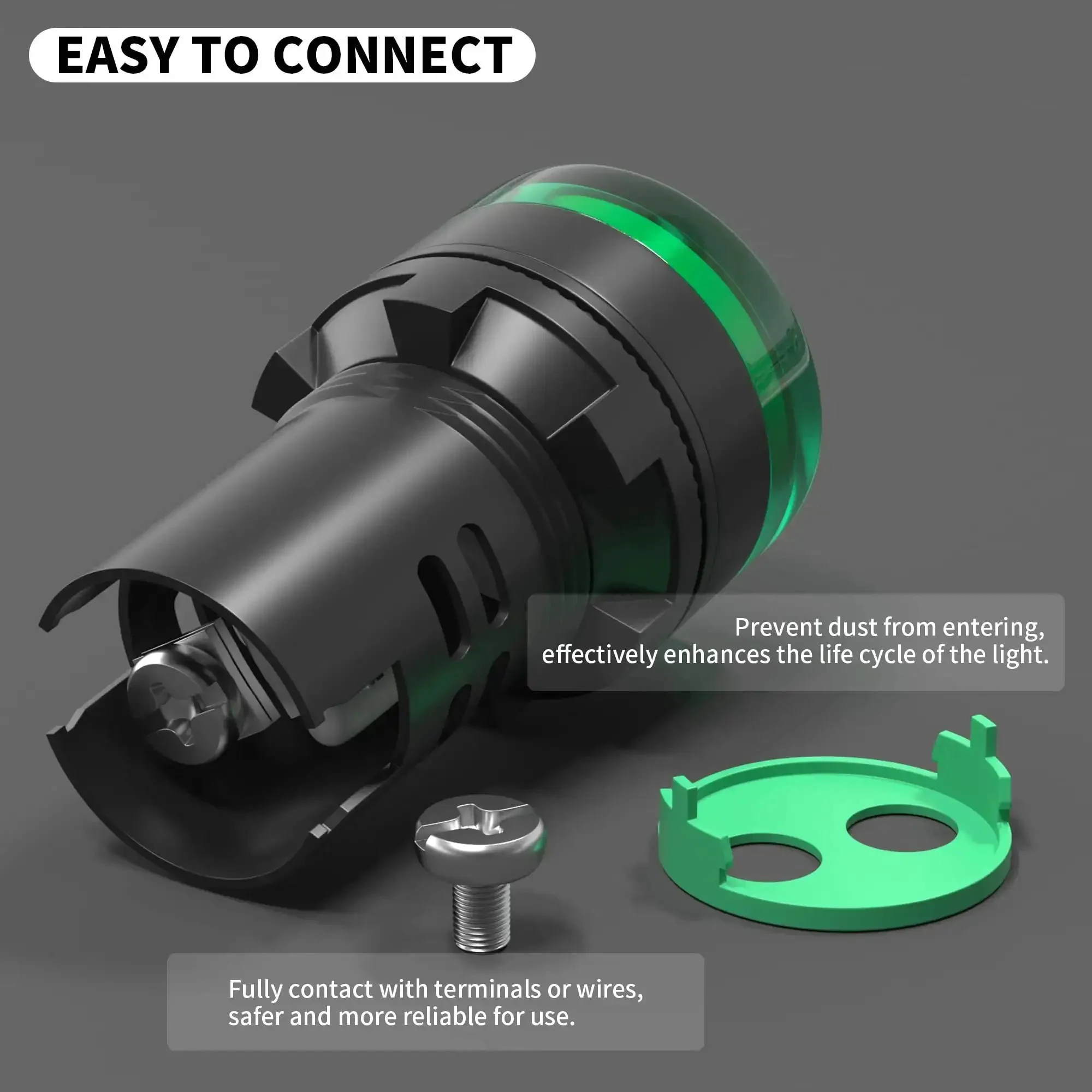 Green 120V LED Indicator Light Energy Saving Pilot Lamp For Panel Mount 22mm Seven Eighths Inch Hole AC DC Compatible Long Life Low Power Pack Of 10 For Industrial Panels - Image 4