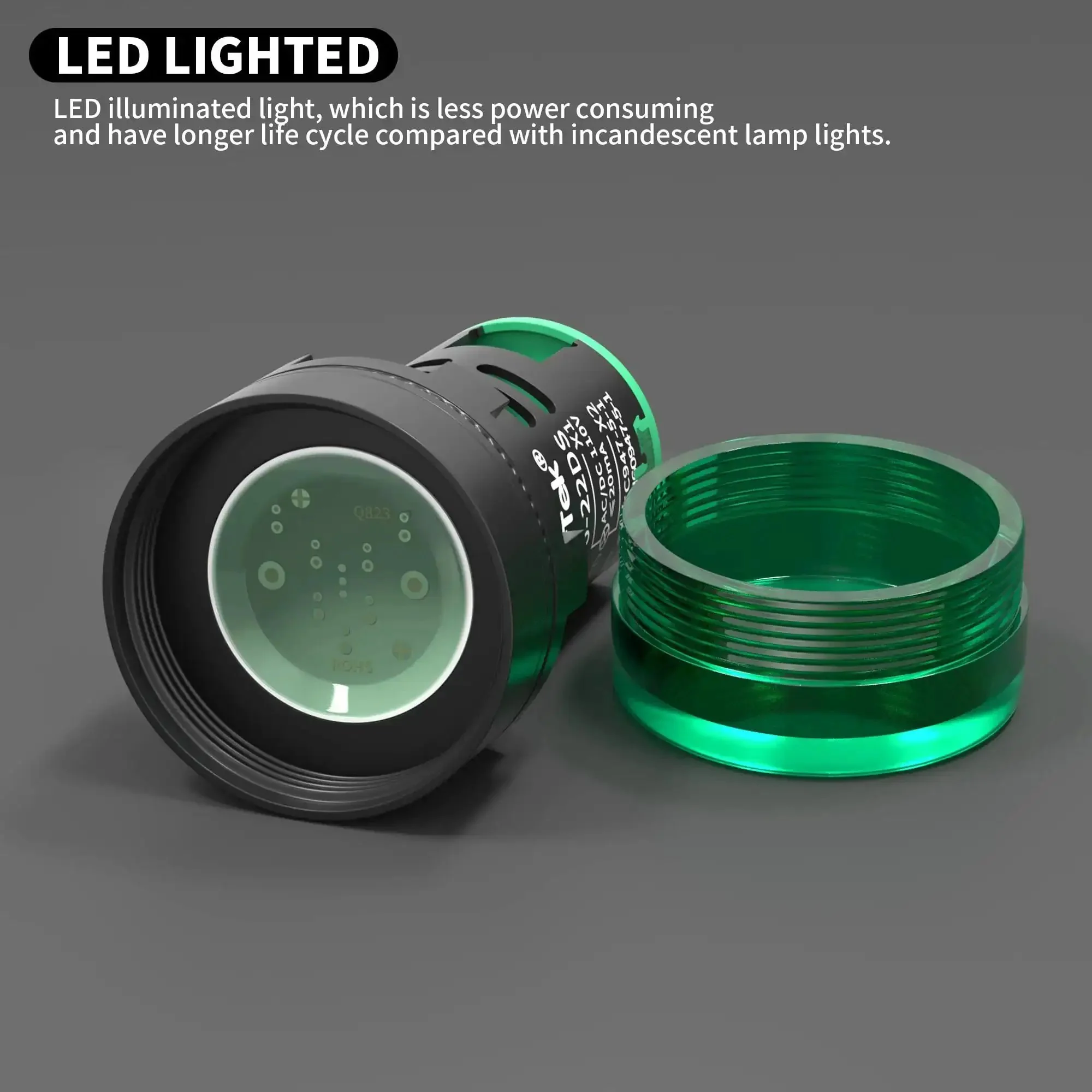Green 120V LED Indicator Light Energy Saving Pilot Lamp For Panel Mount 22mm Seven Eighths Inch Hole AC DC Compatible Long Life Low Power Pack Of 10 For Industrial Panels - Image 5