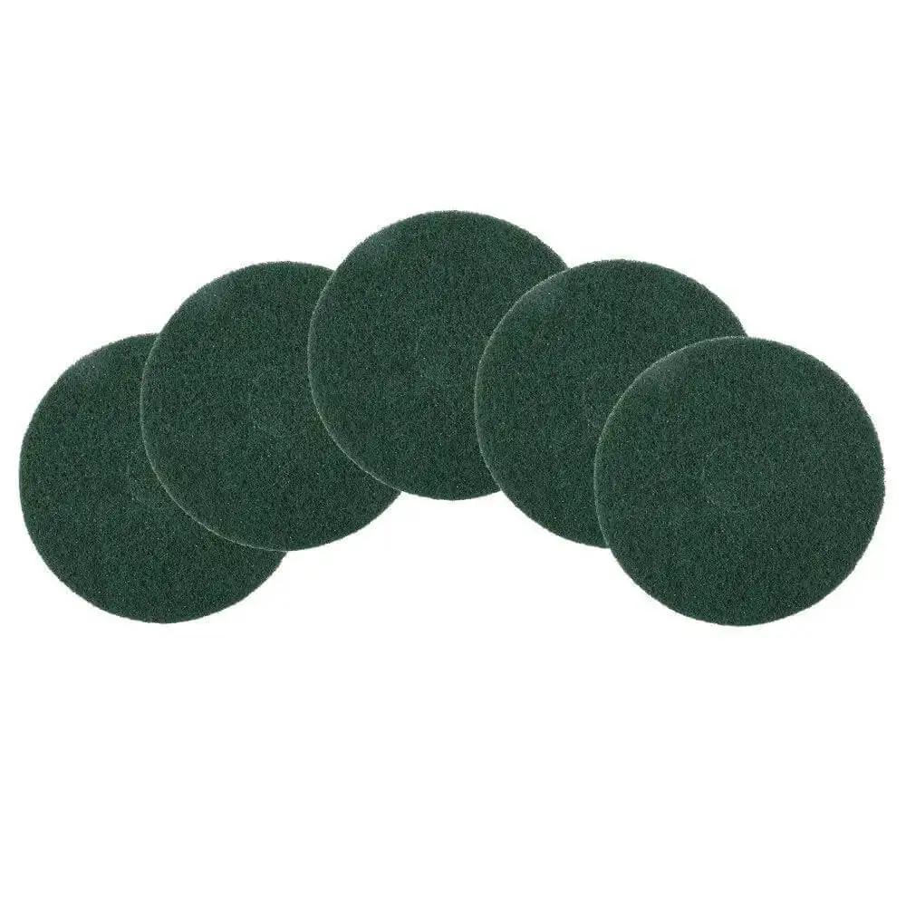 Green 17 Inch Floor Maintenance Pads For Wet Scrub On Buffers, 5 Pack, Washable And Reusable, Pro Grade Double Sided Use, Durable Floor Care Pads For Scrubbing, Cleaning And Polishing - Image 4