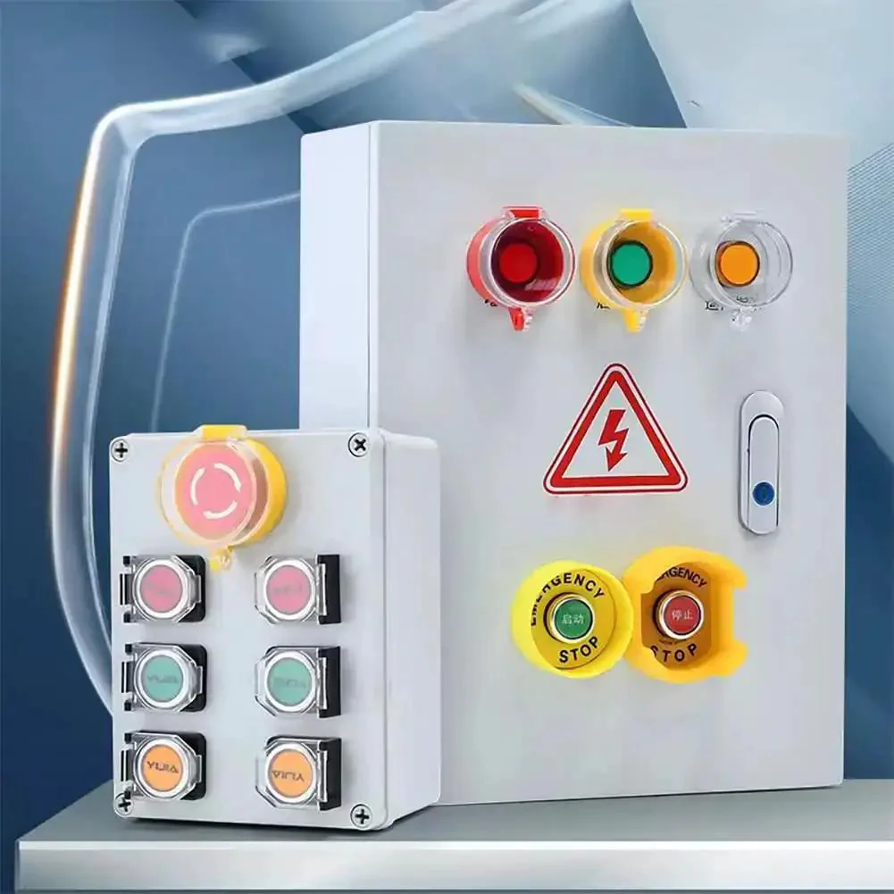Green Yellow 22mm Emergency Stop Button Switch No Nonsense Momentary Push Button E Stop Button 1NO 1NC 10A 660V ABS Keycap Dustproof Base Easy Install Industrial Safety Pushbutton For Machinery And Equipment - Image 3