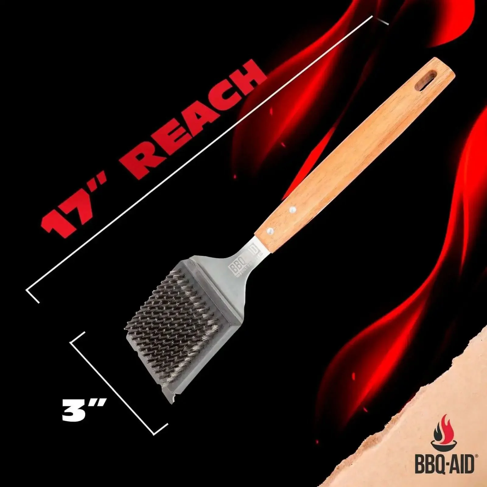 Grill Brush And Scraper For Outdoor Barbecue With Extended Wooden Handle And Replaceable Stainless Steel Bristle Head No Scratch Clean For Any Grill Effortless Clean Every Time Safe On Hot Surfaces Up To 250F - Image 7
